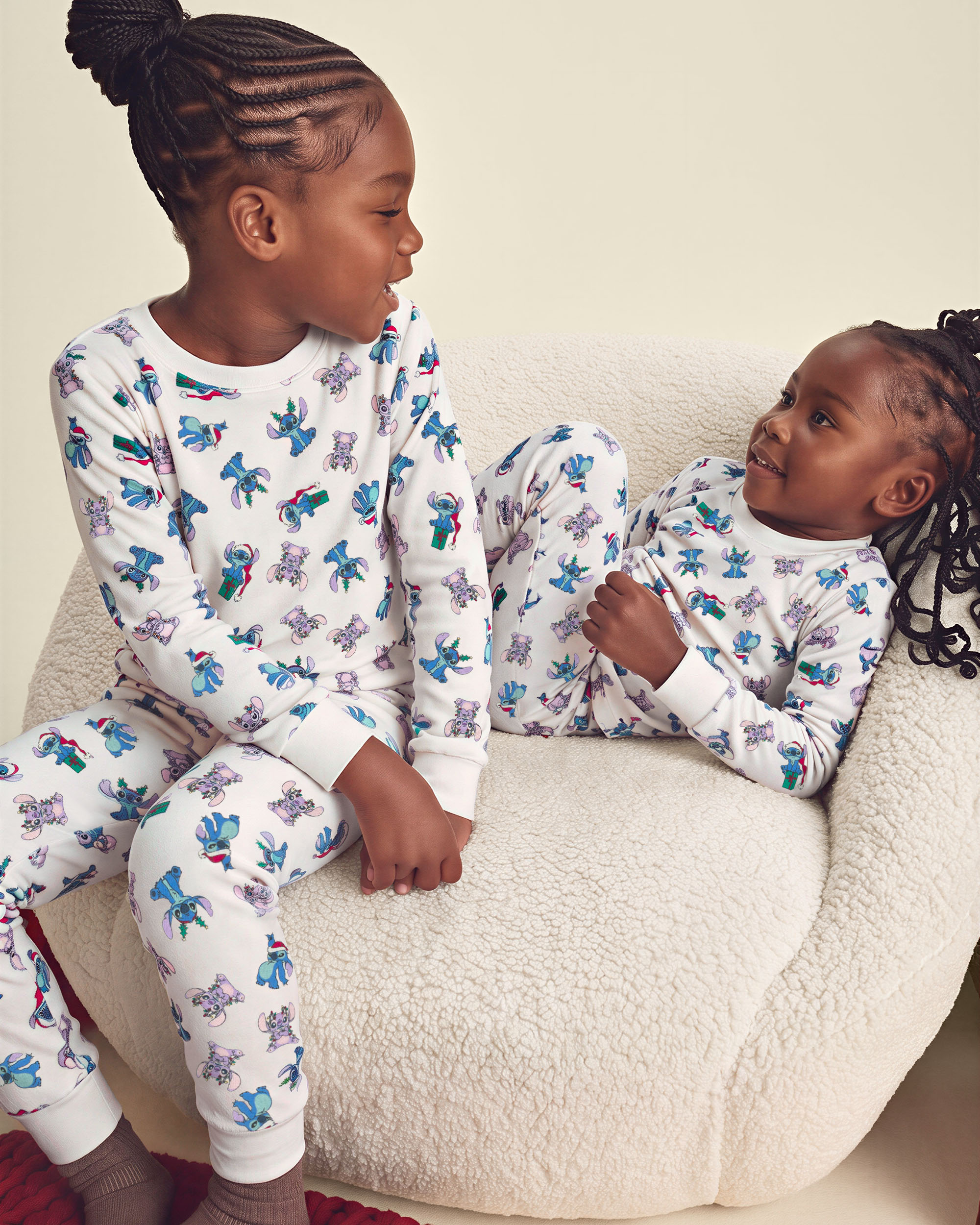 Baby 1-Piece Stitch Christmas 2-Way Zip 100% Cotton Snug Fit Footed Pyjama - Ivory