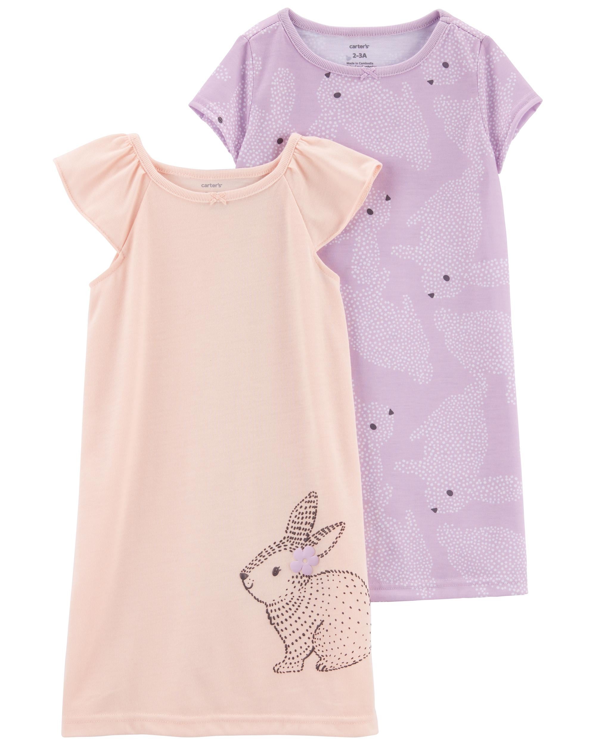 Purple 2 Pack Bunny Nightgowns Carter s Oshkosh Canada
