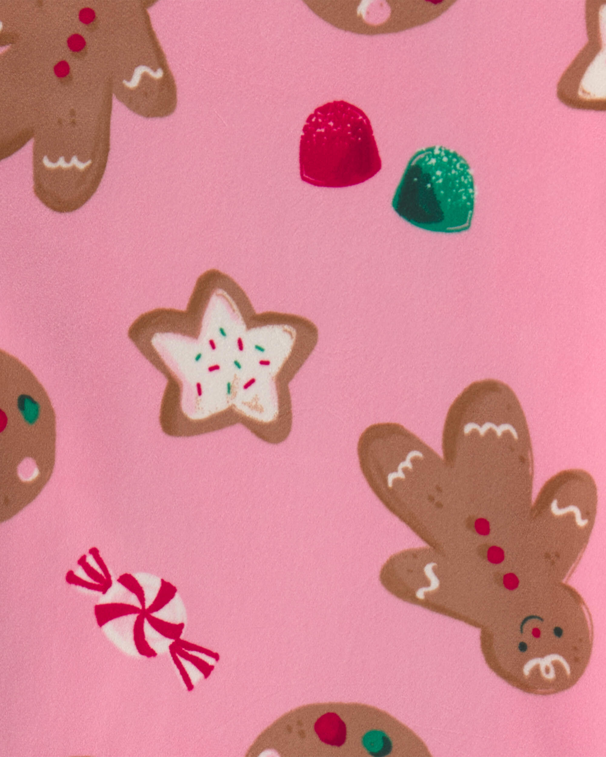 Girls 2-Piece Christmas Gingerbread DreamPlush Snug Fit Pyjama Set - Pink