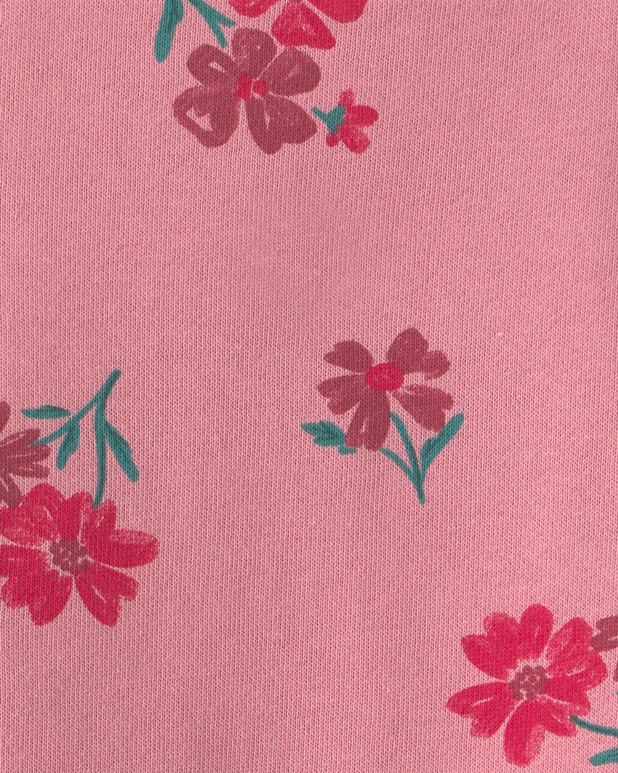 Toddler Girl Floral French Terry Long-Sleeve Dress Set - Pink/Cream