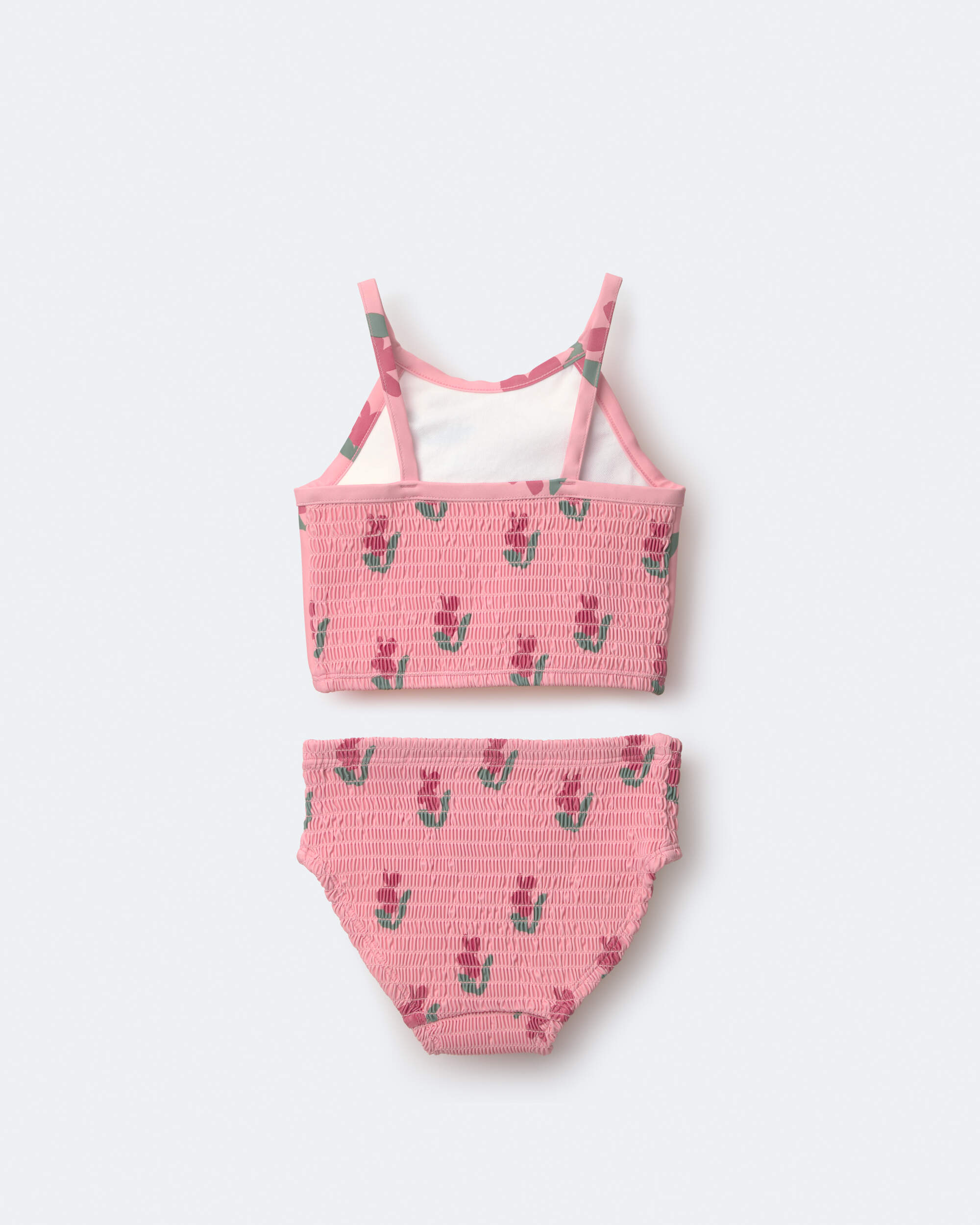 Toddler Girl Smocked Tankini Floral Print - Pink