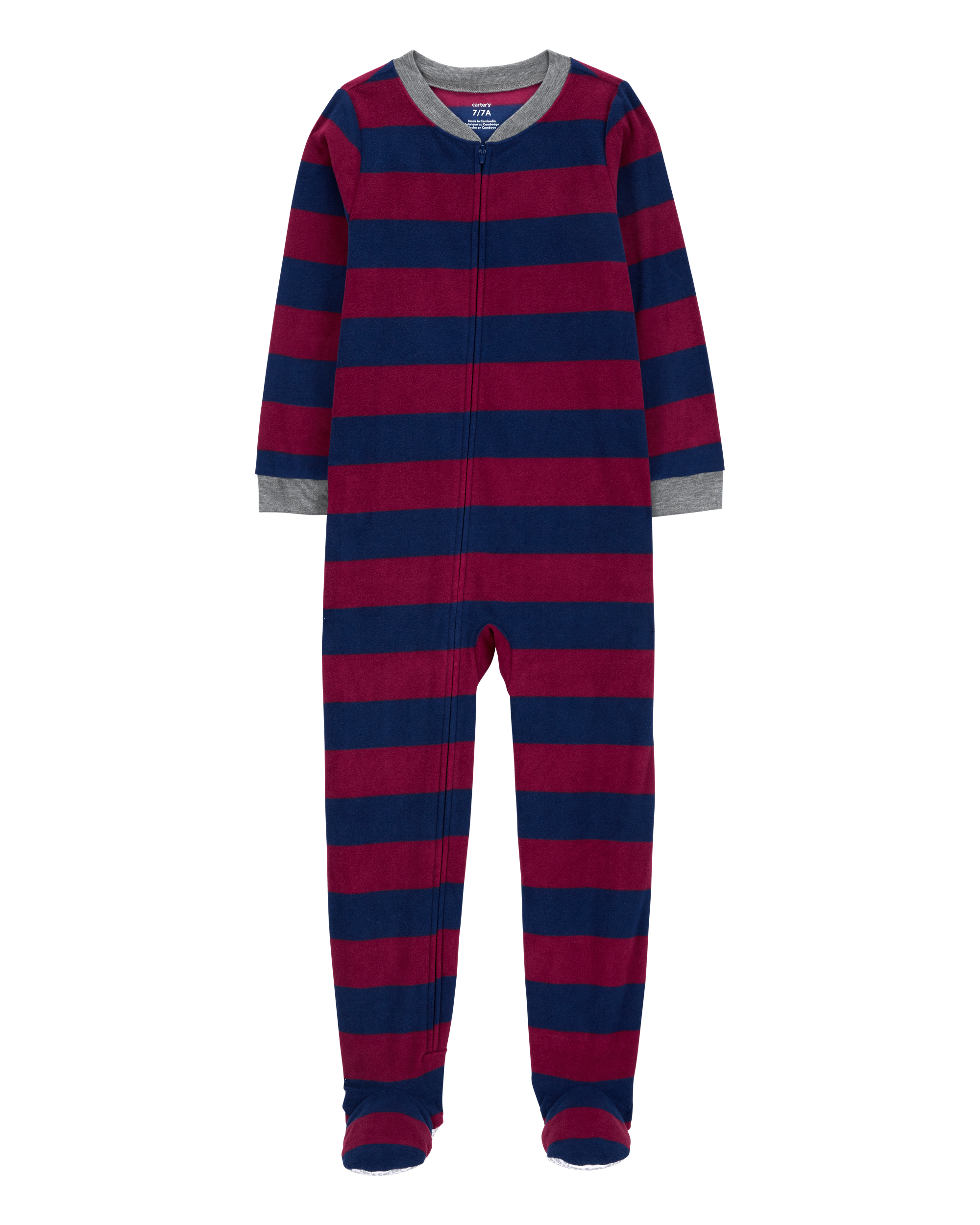 Kid 1-Piece Striped Fleece Footie Pyjamas