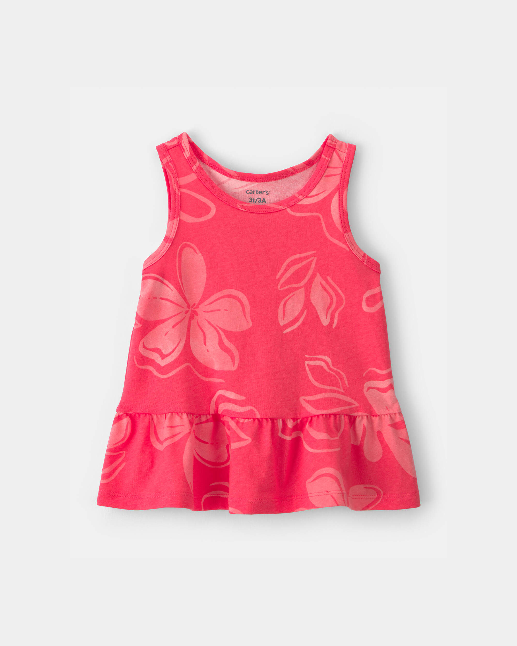 Toddler Girl Floral Peplum Tank Top - Coral