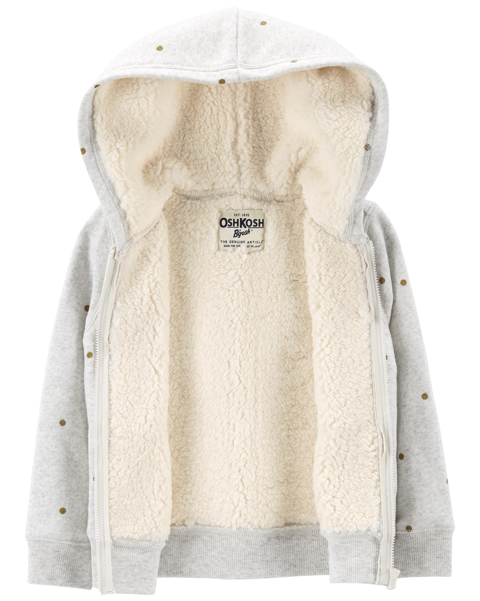 Grey Polka Dot Sherpa Lined Zip Up Hoodie Carter s Oshkosh Canada