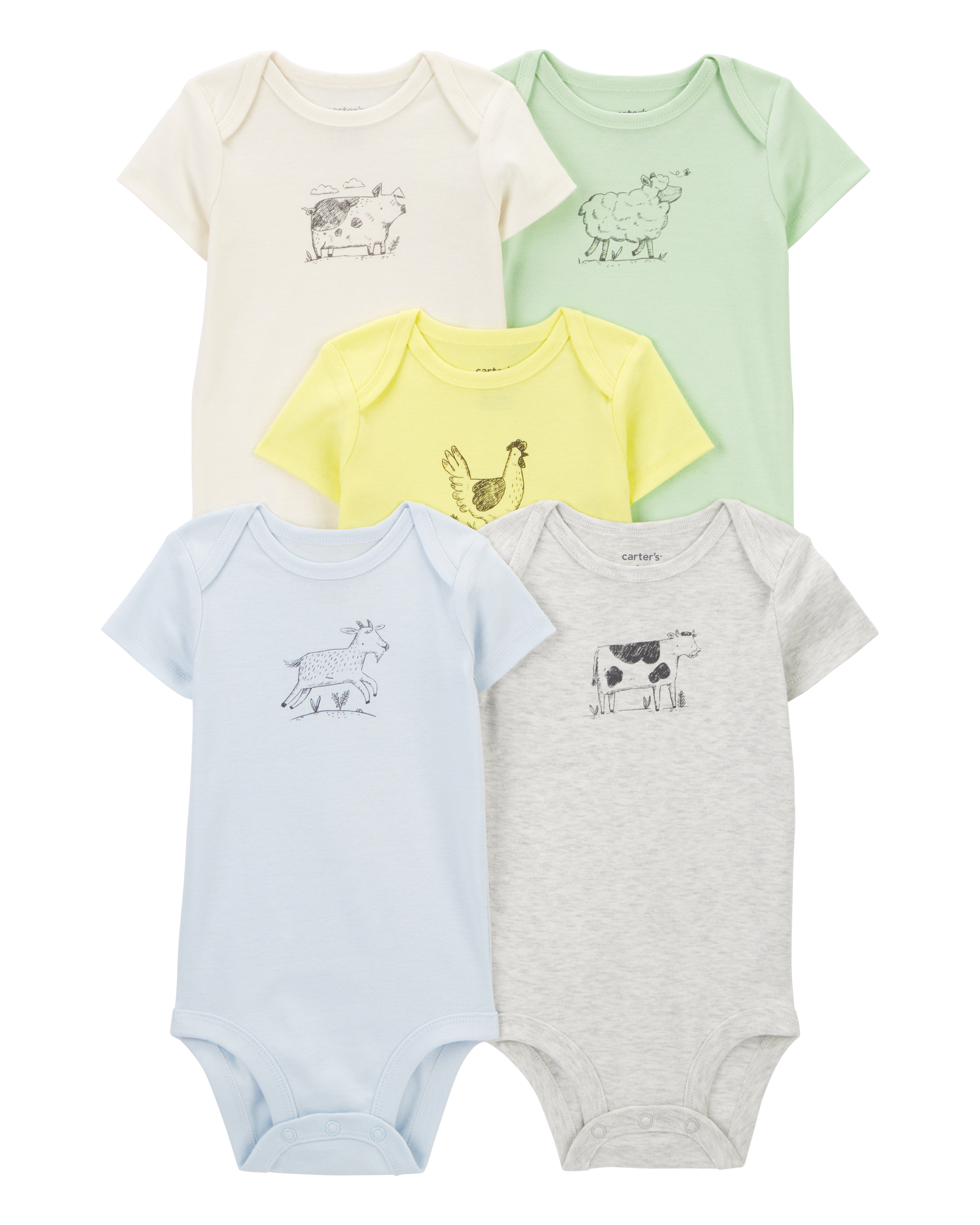 Baby 5-Pack Farm Animals Bodysuits