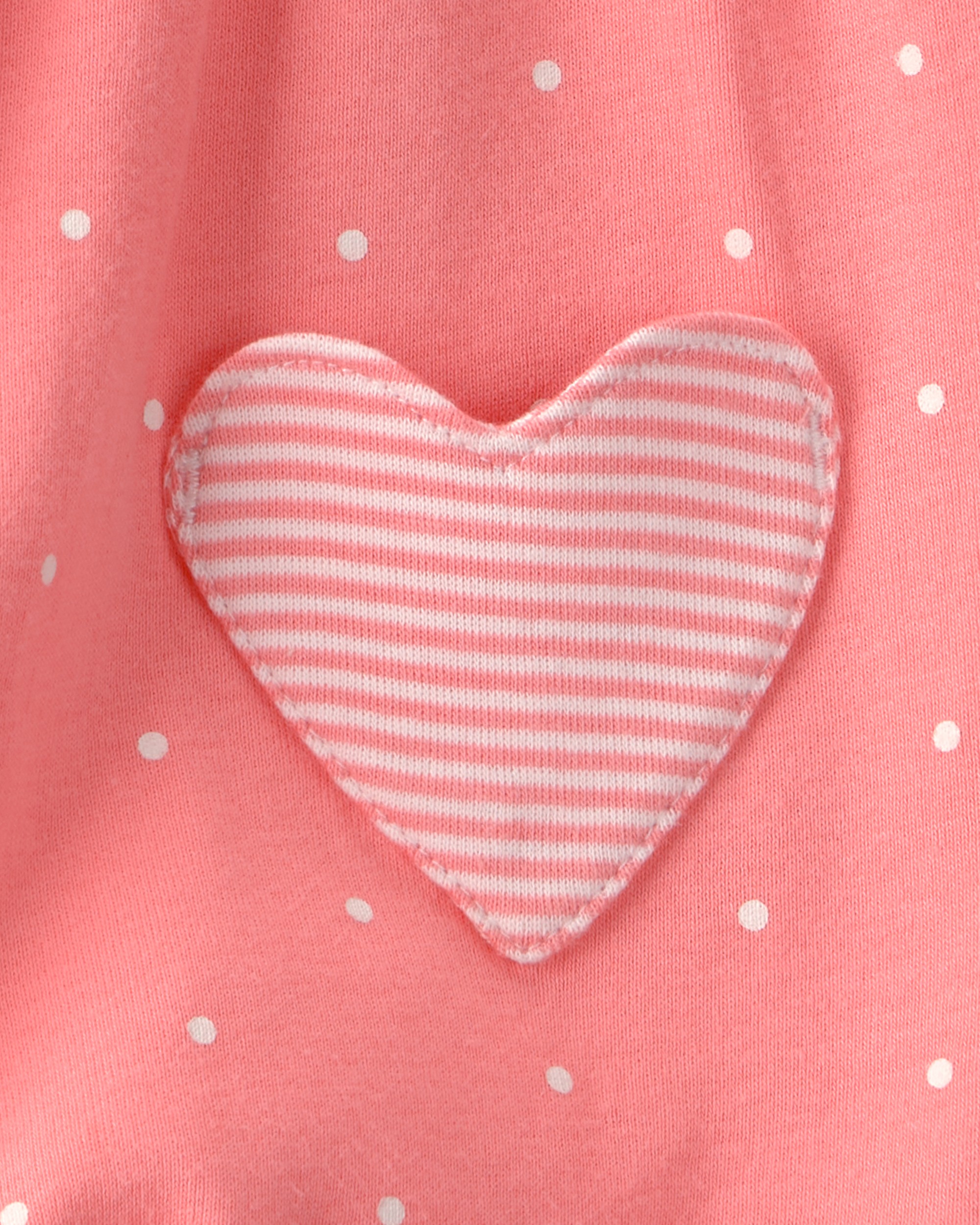 Baby Girl Heart Pocket Short-Sleeve Romper - Coral