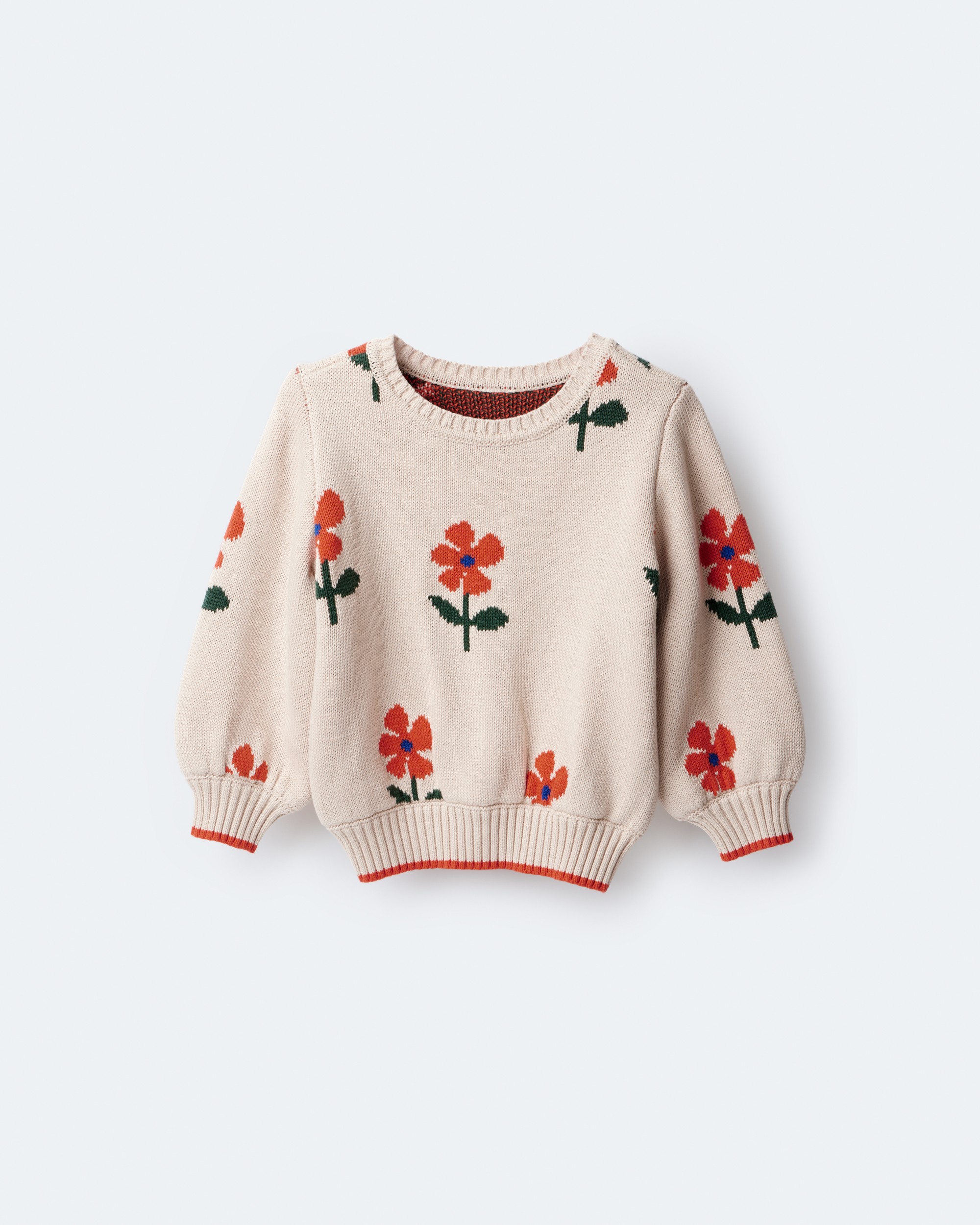 Toddler Girl Floral Pullover Sweater - Khaki