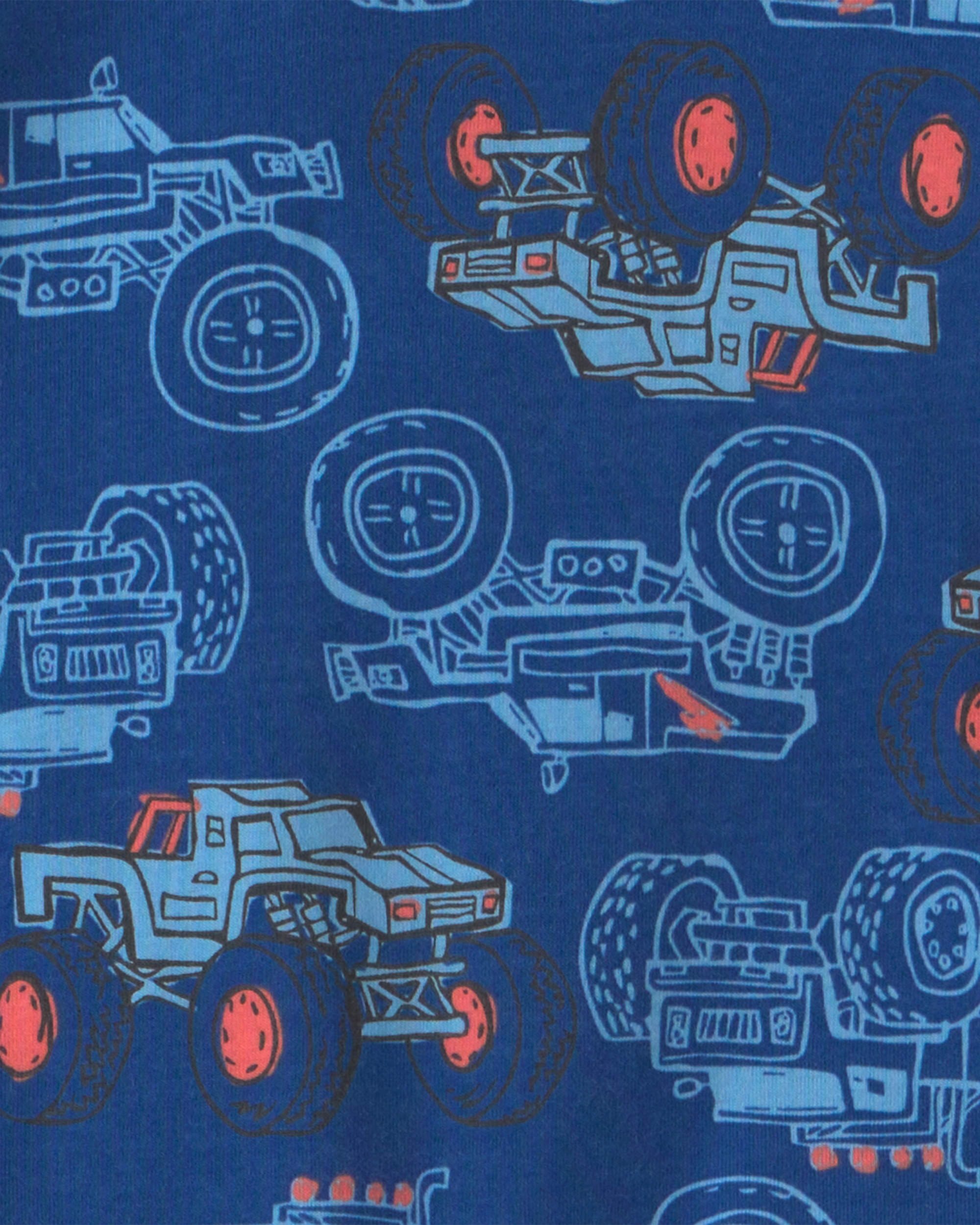 Boys 4-Piece Monster Truck 100% Cotton Snug Fit Pyjama Set - Grey