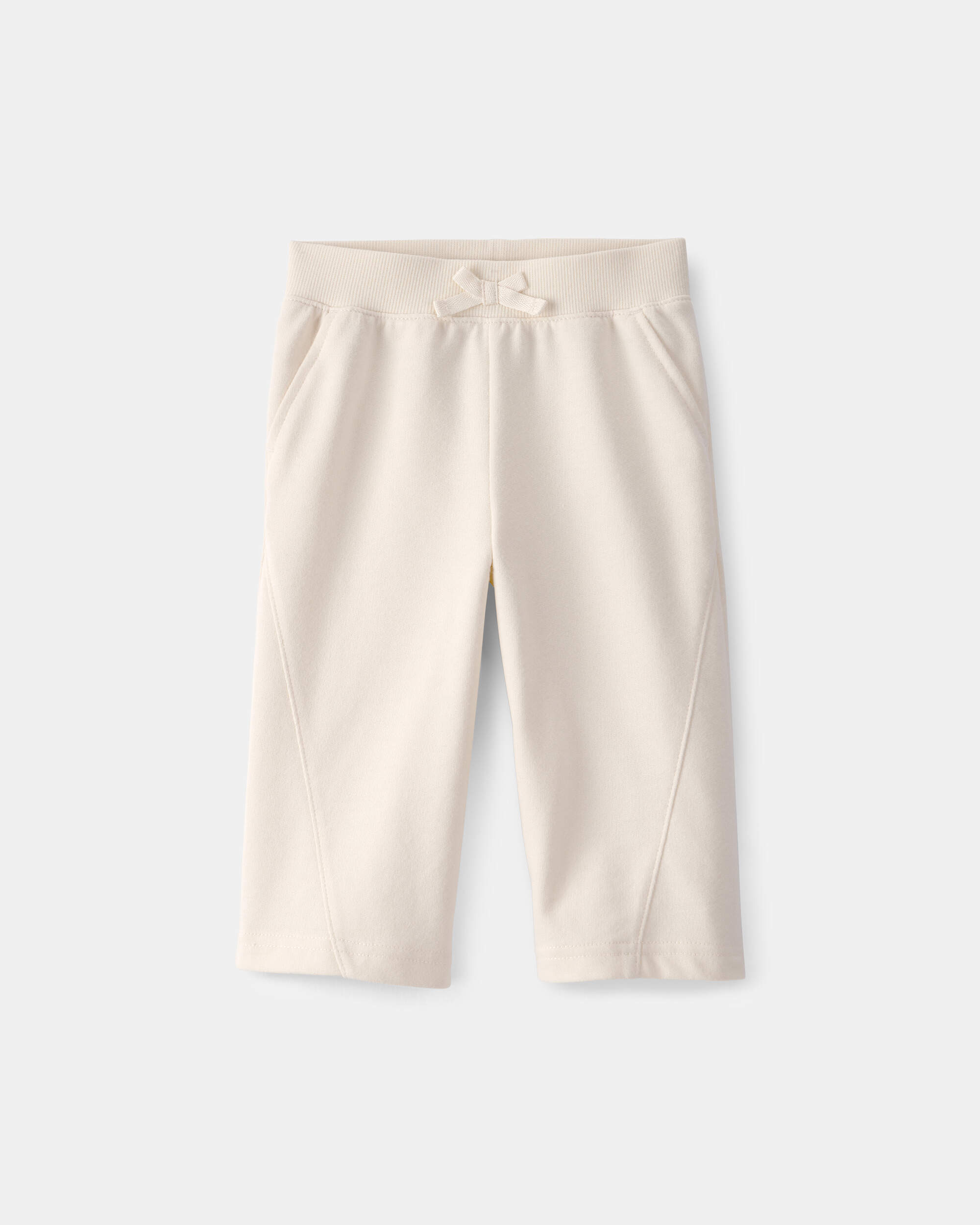 Baby Girl French Terry Wide-Leg Active Pants - Ivory