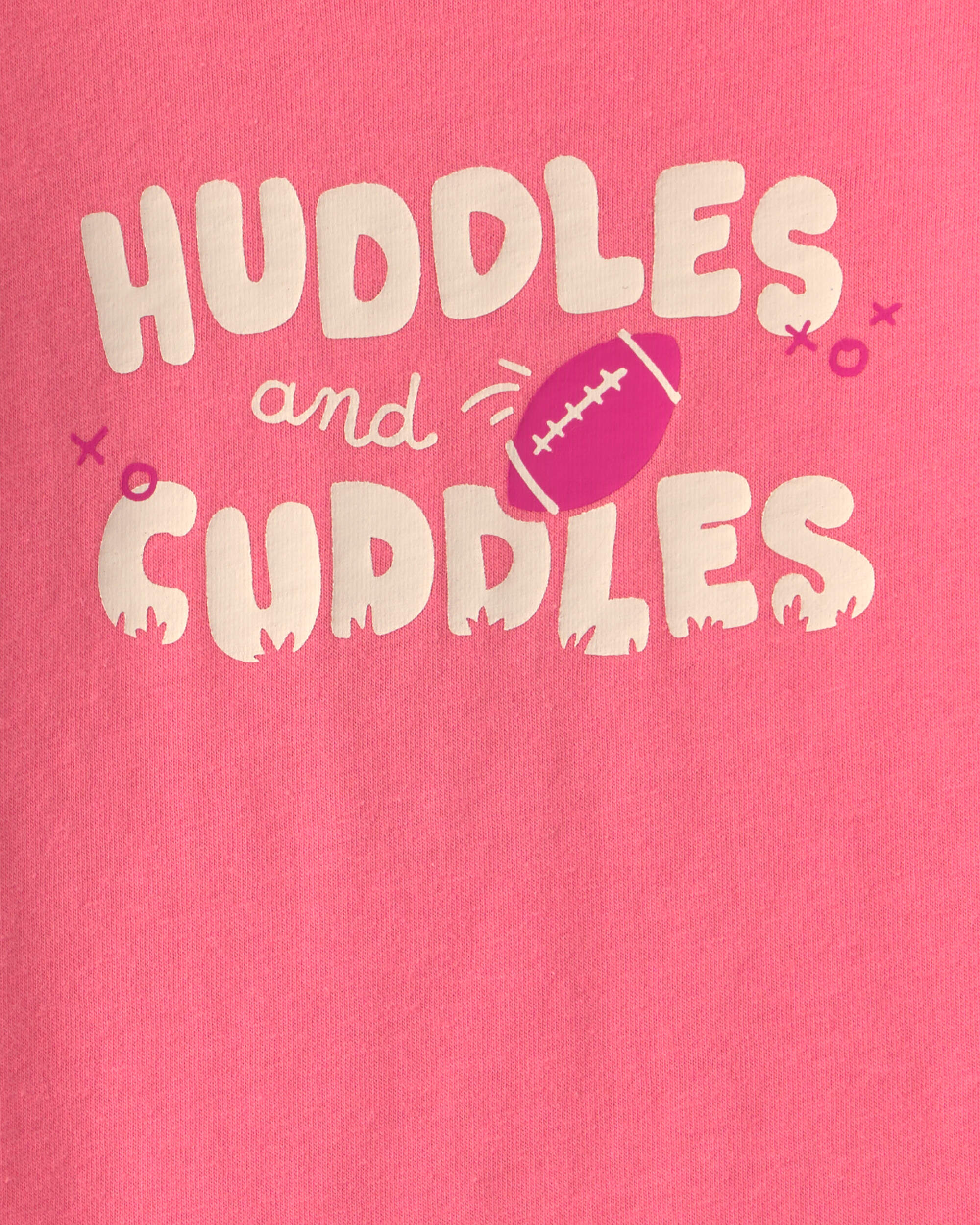 Baby Girl 'Huddles And Cuddles' Football Long-Sleeve Graphic Bodysuit - Coral