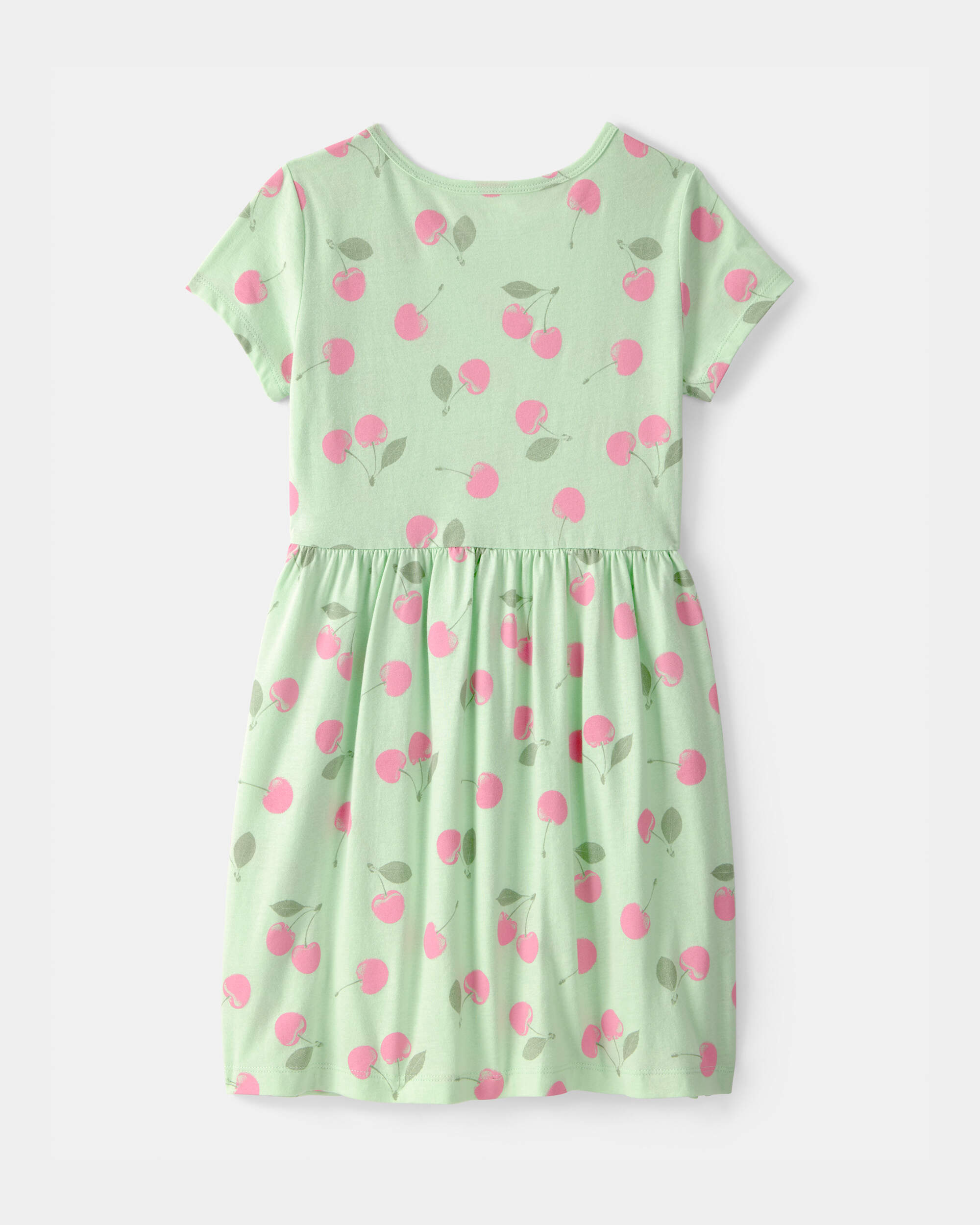 Girls Cherry Short-Sleeve Dress - Green