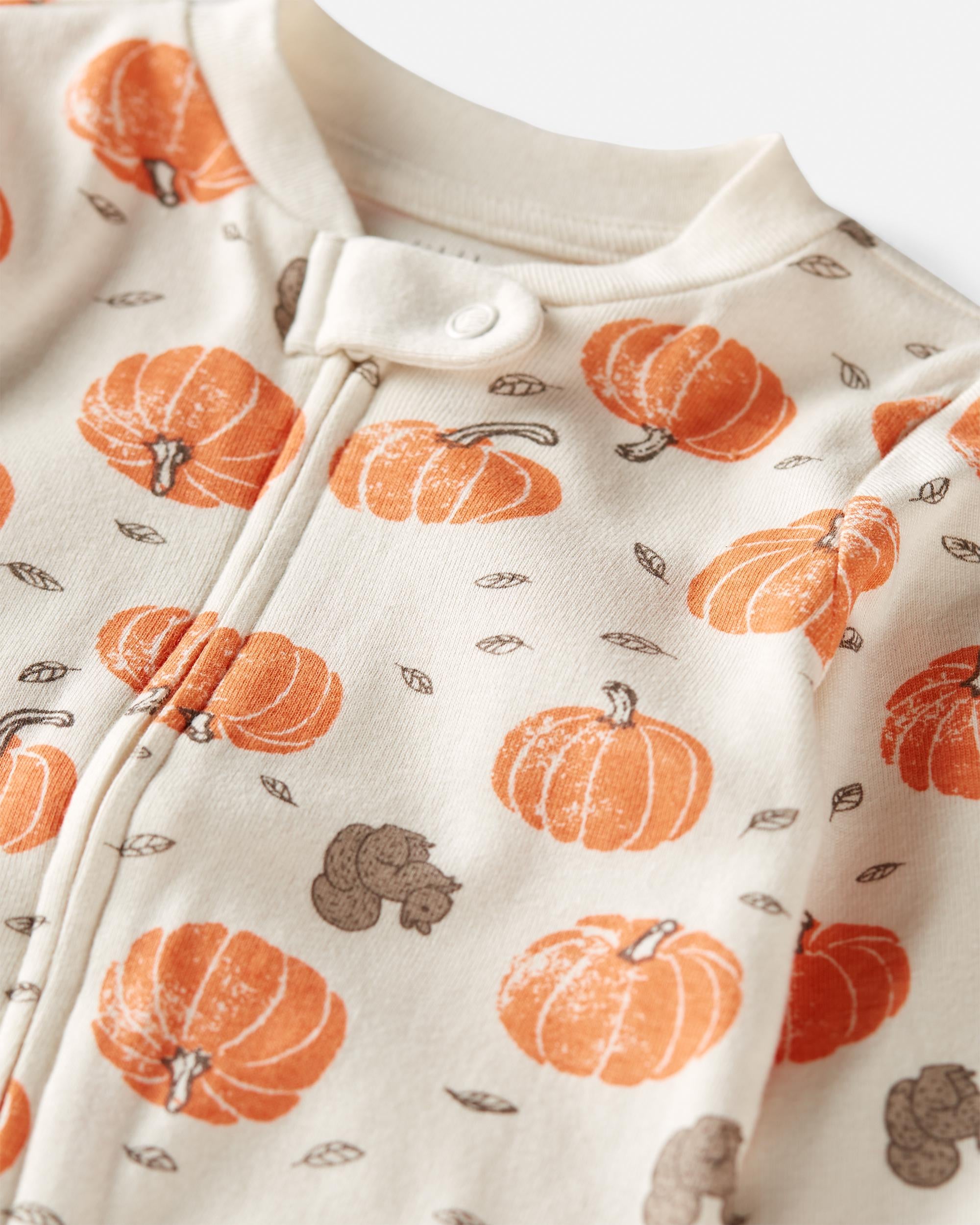 Harvest Pumpkins on Sweet Cream Organic Cotton 2 Way Zip Sleeper Pyjamas Carter s Oshkosh Canada