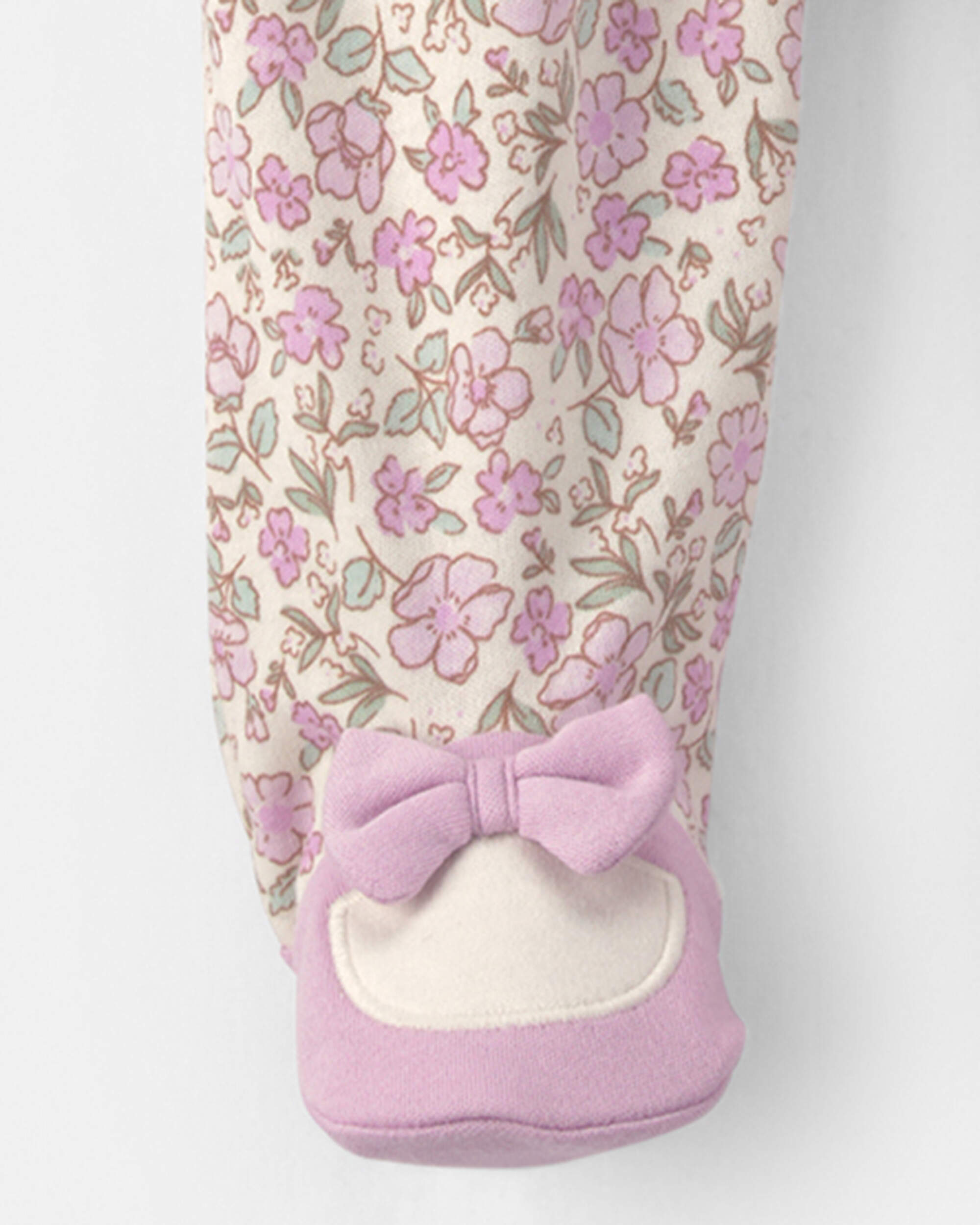 Baby Girl Floral Sleeper - Pink/Ivory