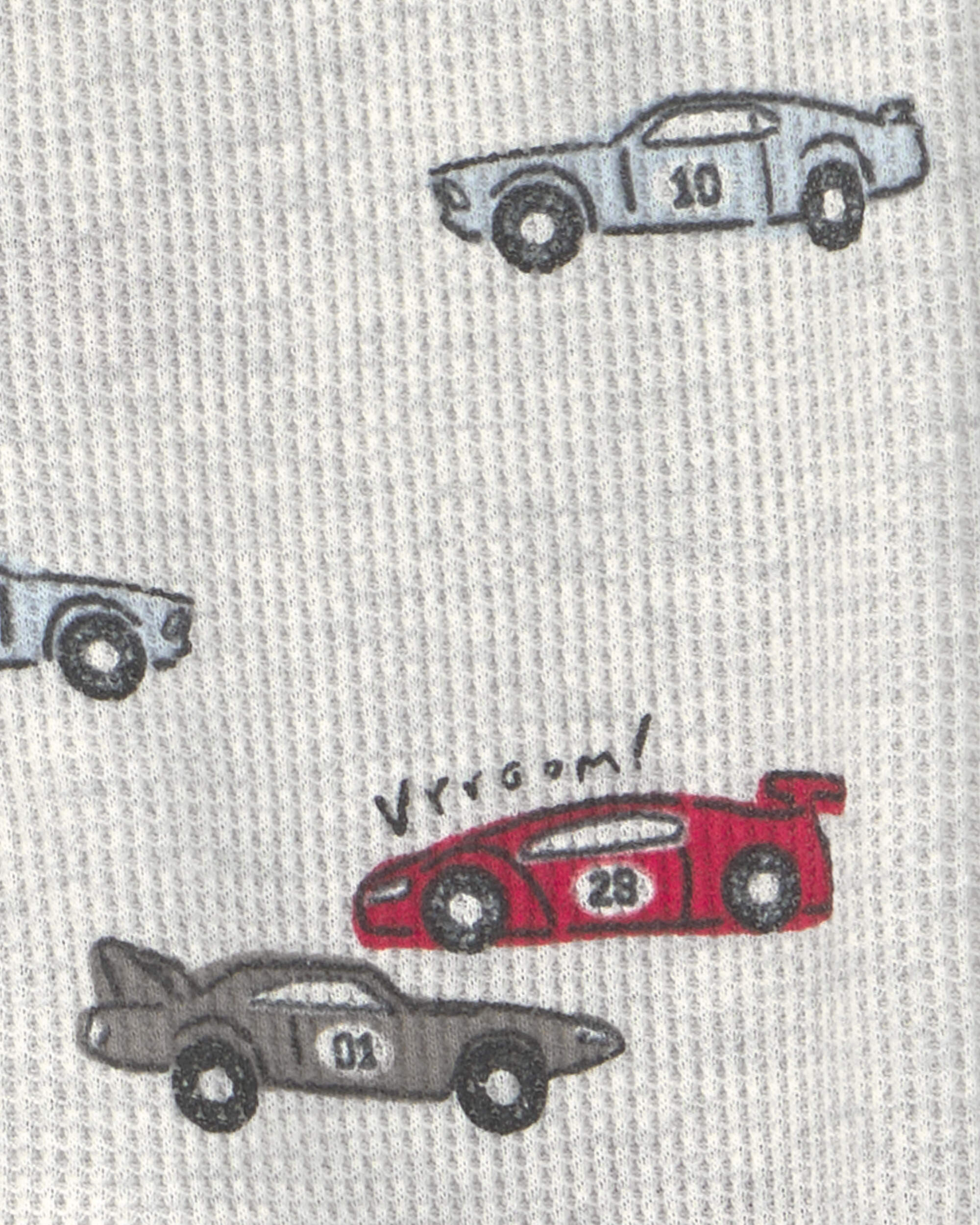 Toddler Boy Race Car Thermal Waffle Knit 1-Piece Pyjama - Cream