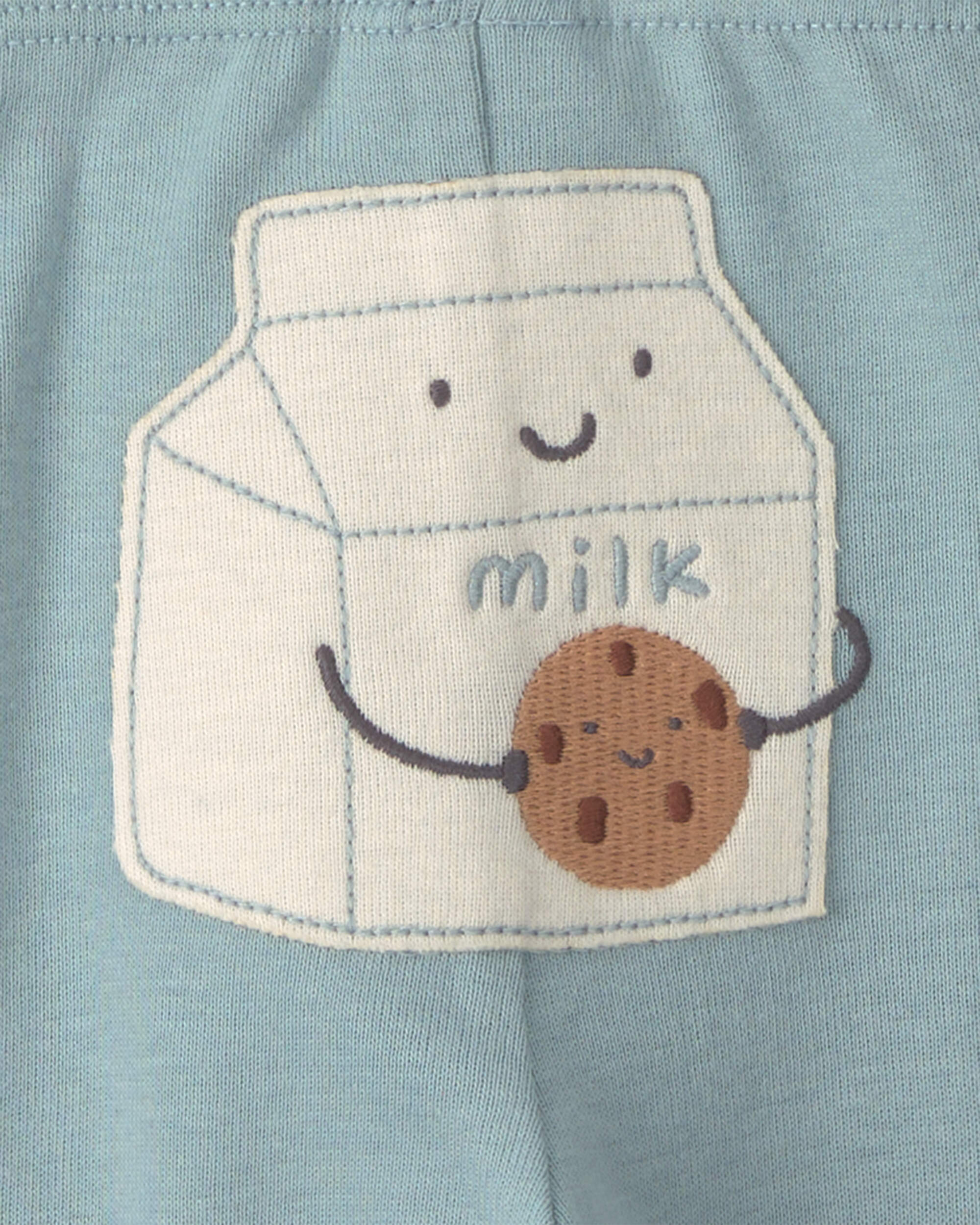 Baby Boy 3-Piece Milk & Cookies Long-Sleeve Bodysuit Pant Set - Blue/Cream