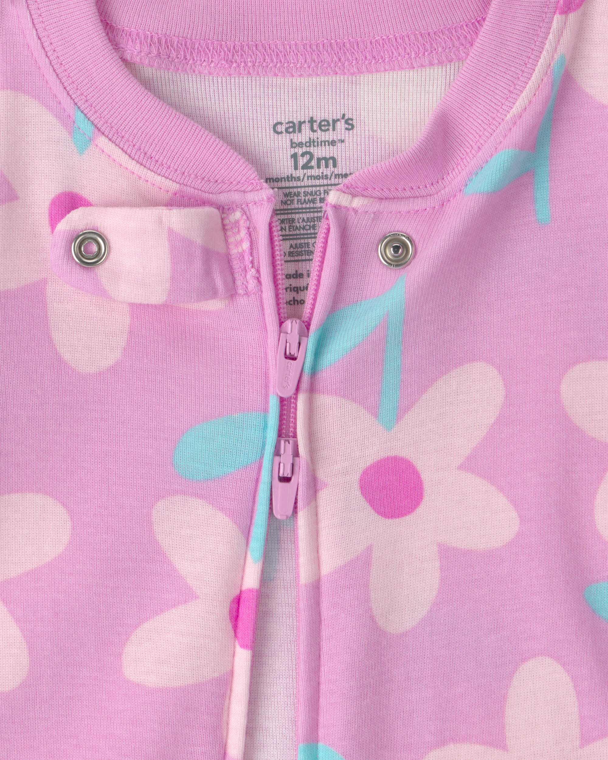 Baby Girl Floral 100% Cotton Snug Fit 1-Piece pyjama - Purple