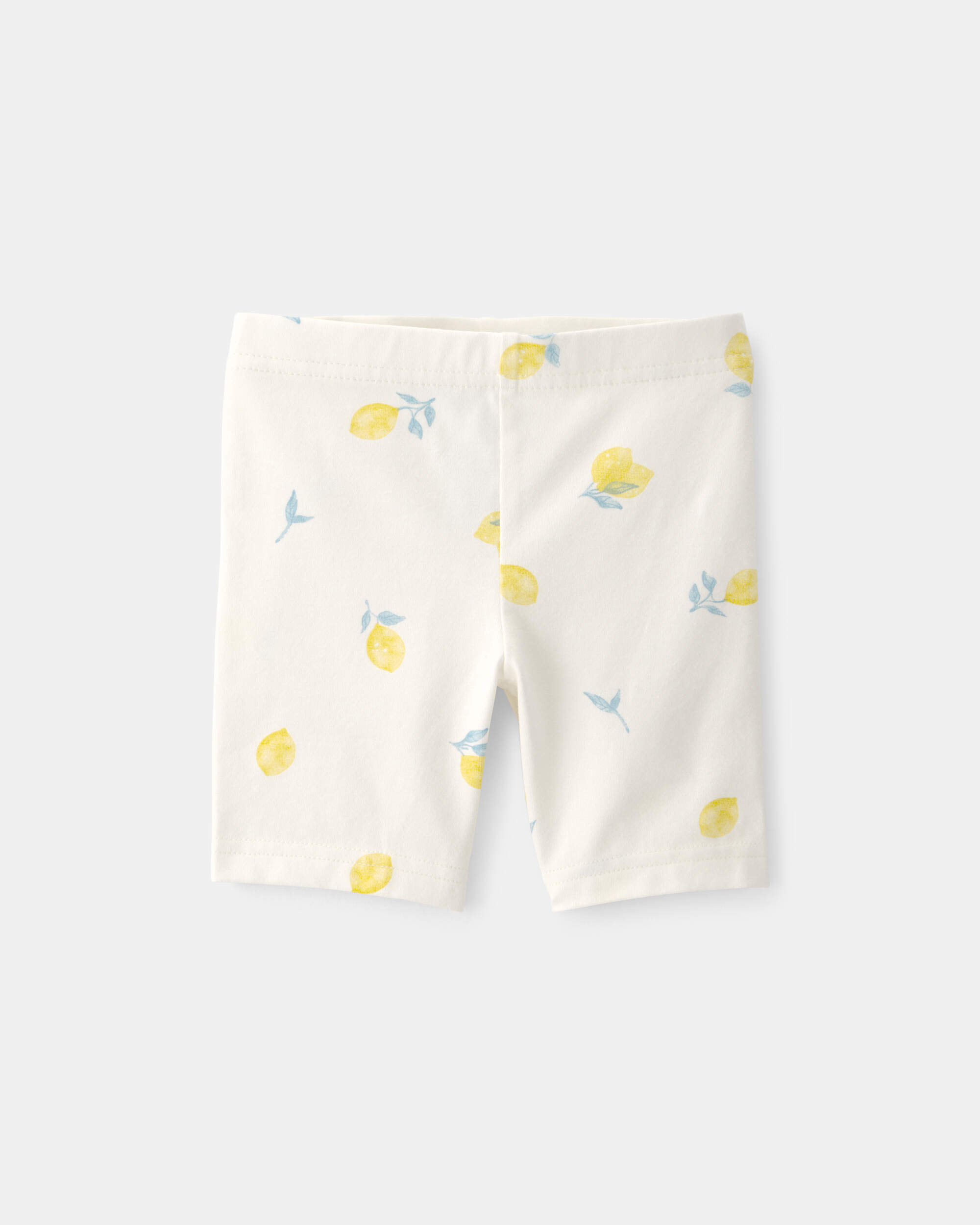 Toddler Girl Lemon Bike Shorts - Cream