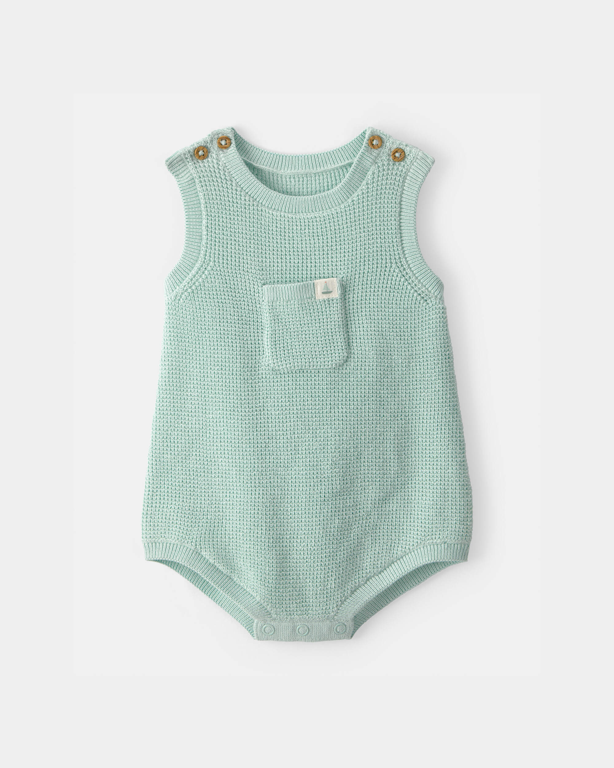 Baby Crochet Bubble Romper - Green