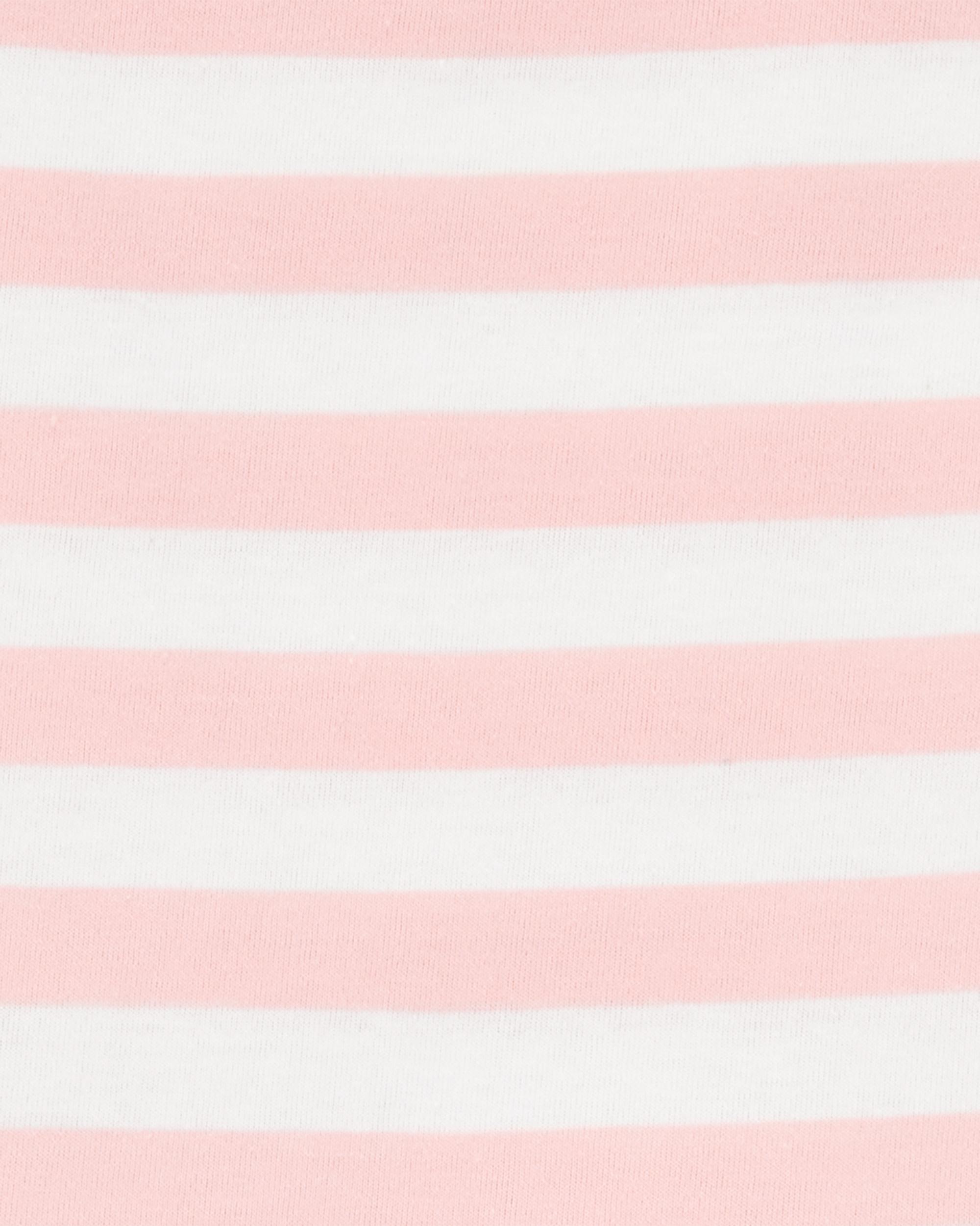 Girls Striped Short-Sleeve Dress-Pink