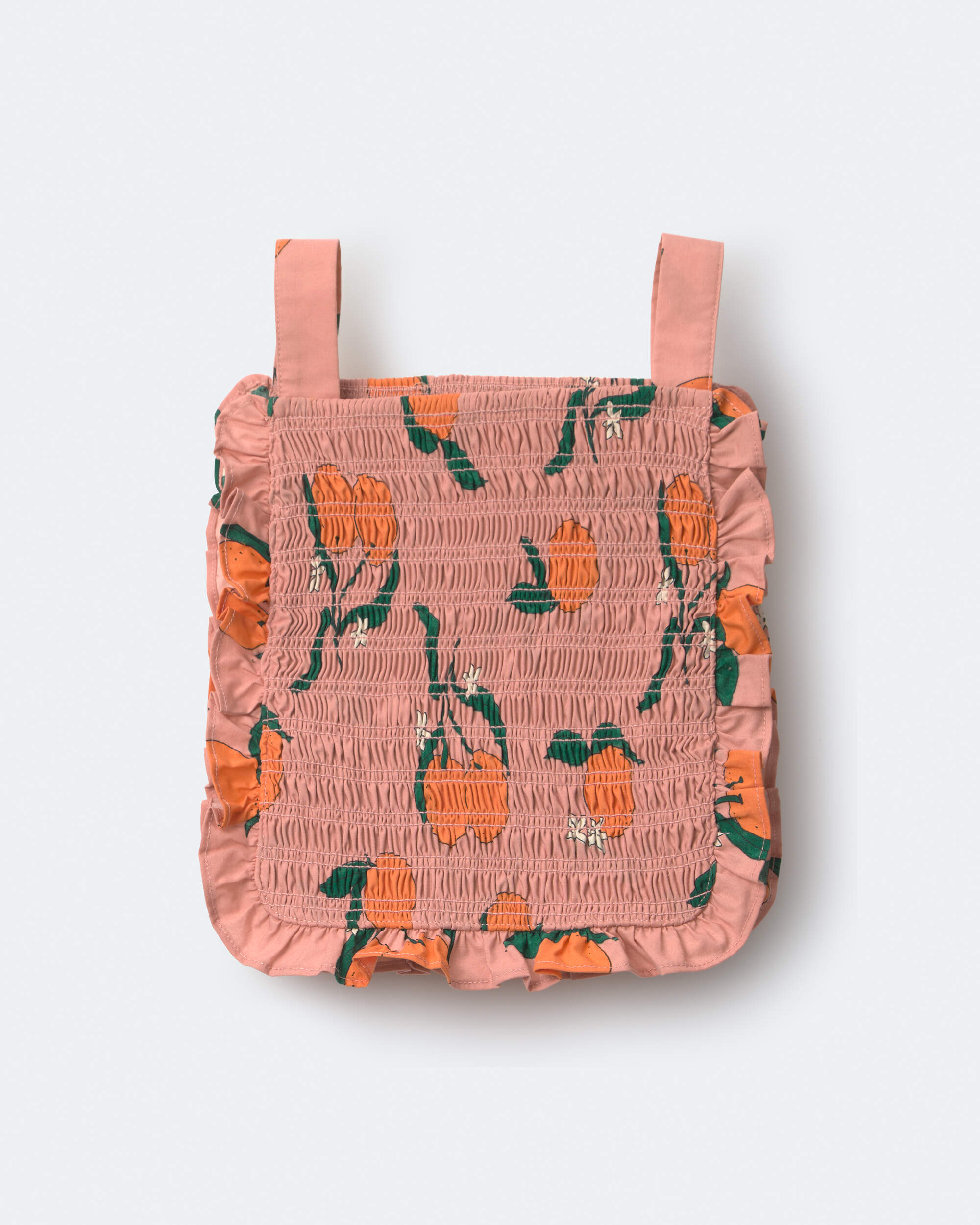 Toddler Girl Smocked Bib Top Clementine Grove Print - Peach