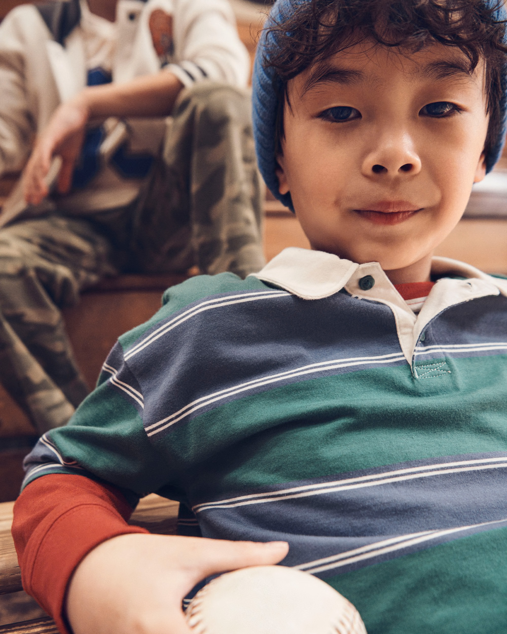 Boys Cotton Short-Sleeve Stripe Polo