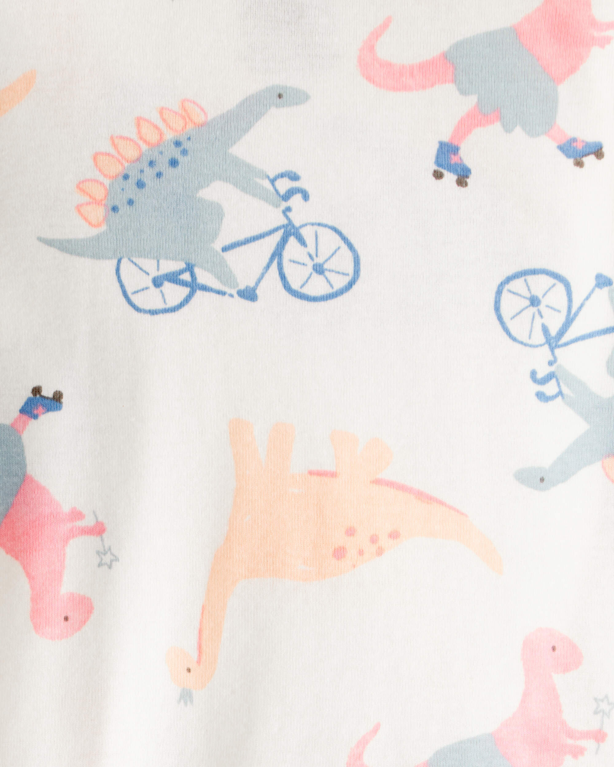 Baby Girl Dinosaur Print 100% Cotton Long-Sleeve 4-Piece Pyjamas - Blue/White