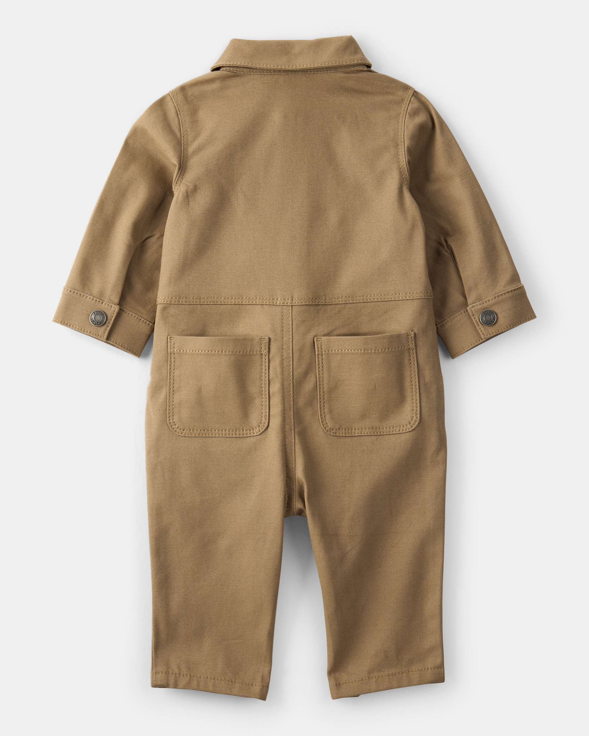 Baby Boy Canvas Long-Sleeve Jumpsuit - Brown