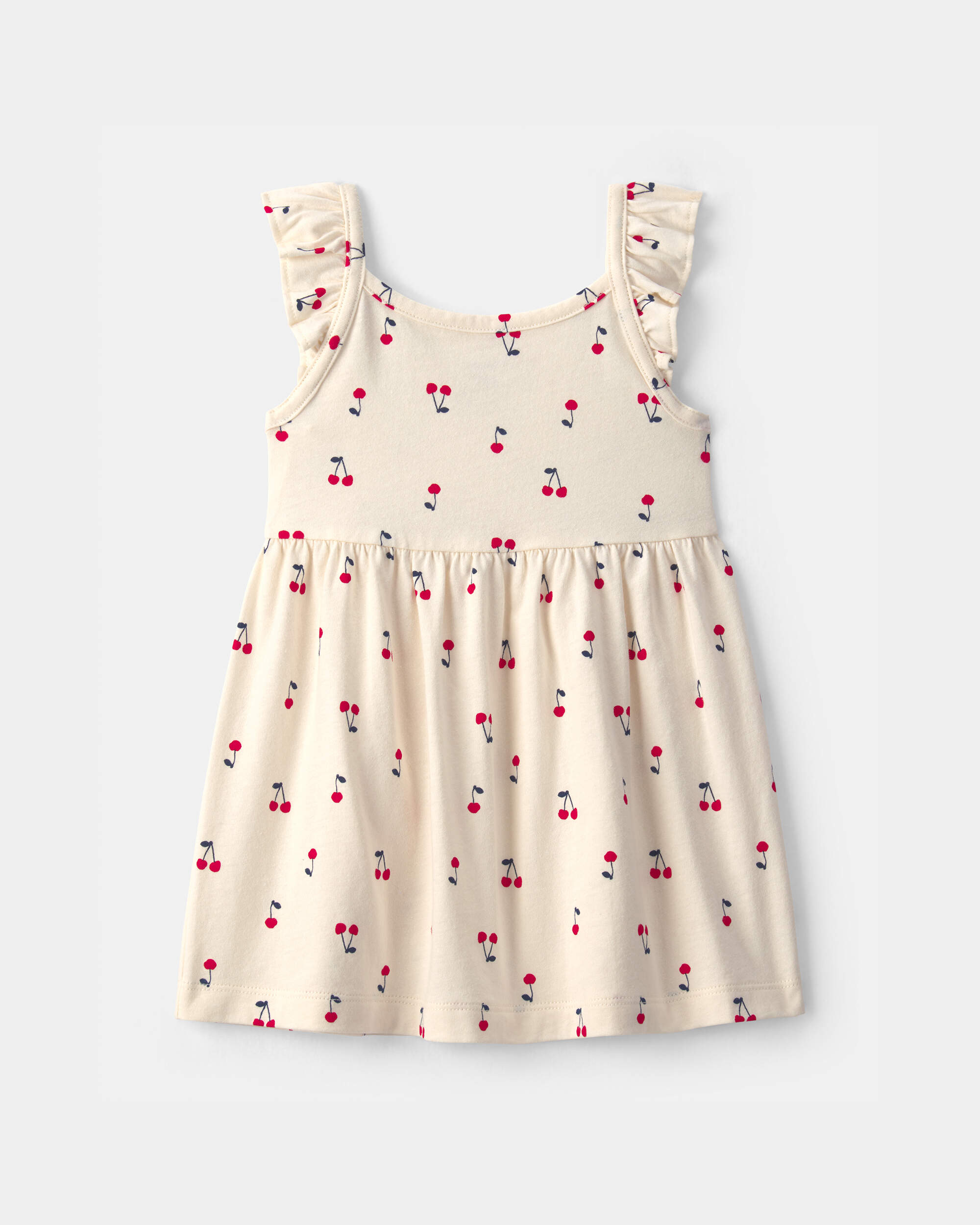 Baby Girl Cherry Sleeveless Dress - Cream