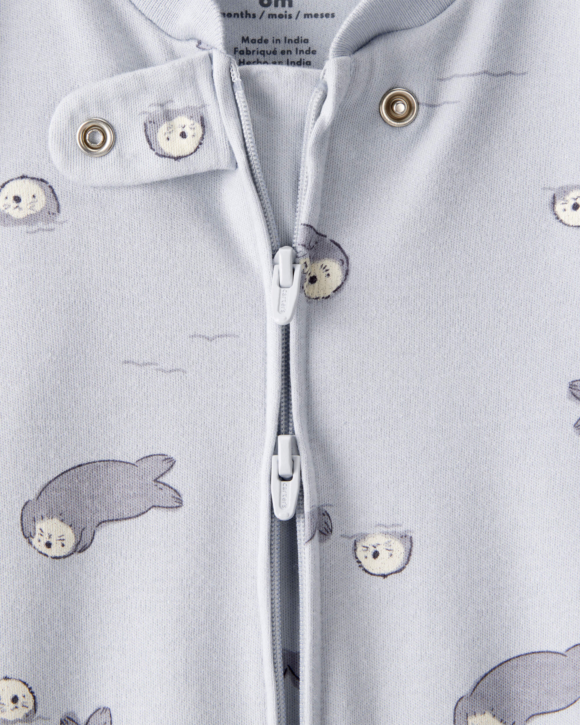 Baby Print 100% Cotton Long-Sleeve Snug Fit Sleeper - Blue