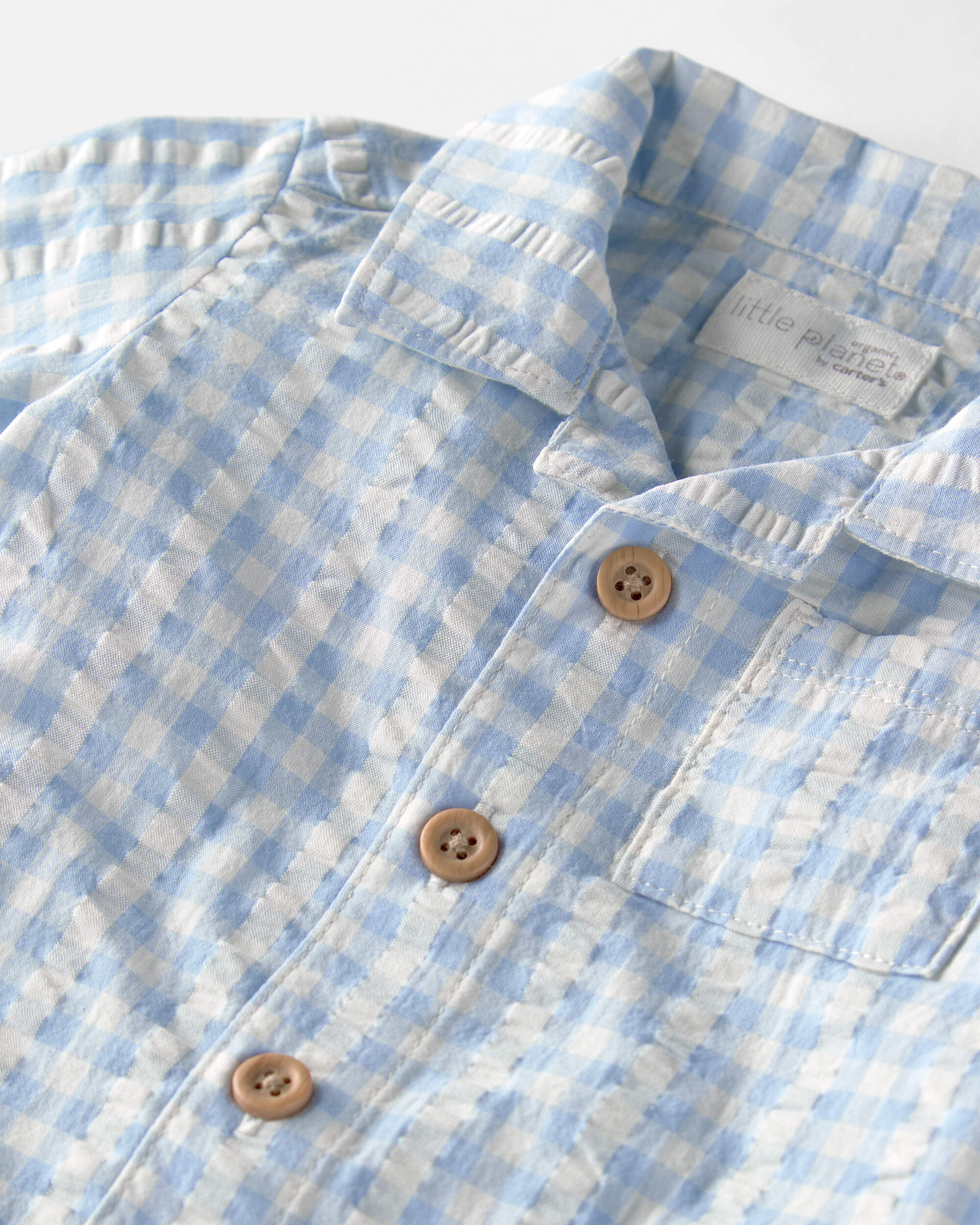 Baby Boy Gingham Romper Made with Organic Cotton