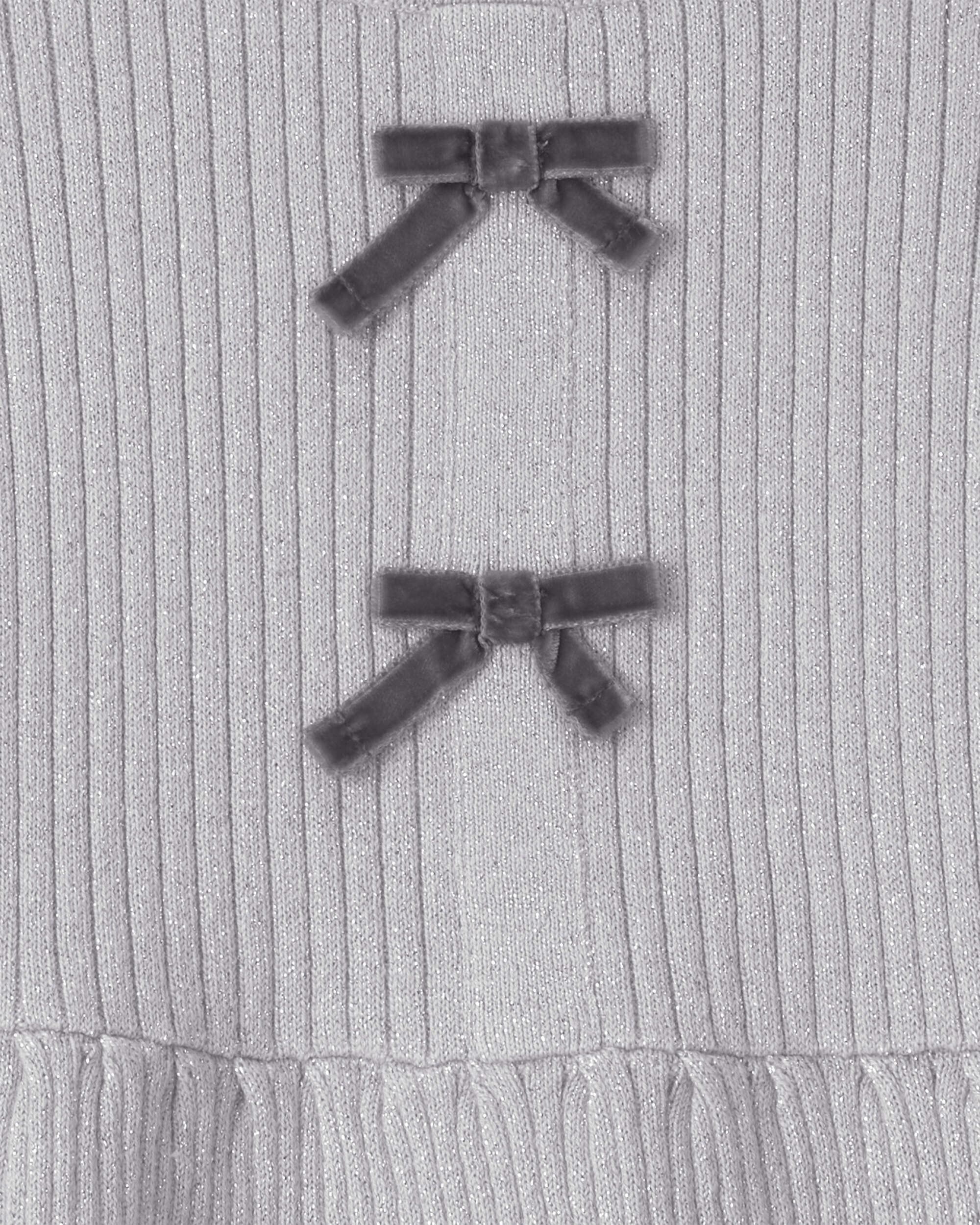 Toddler Girl Bow Long-Sleeve Sweater - Grey