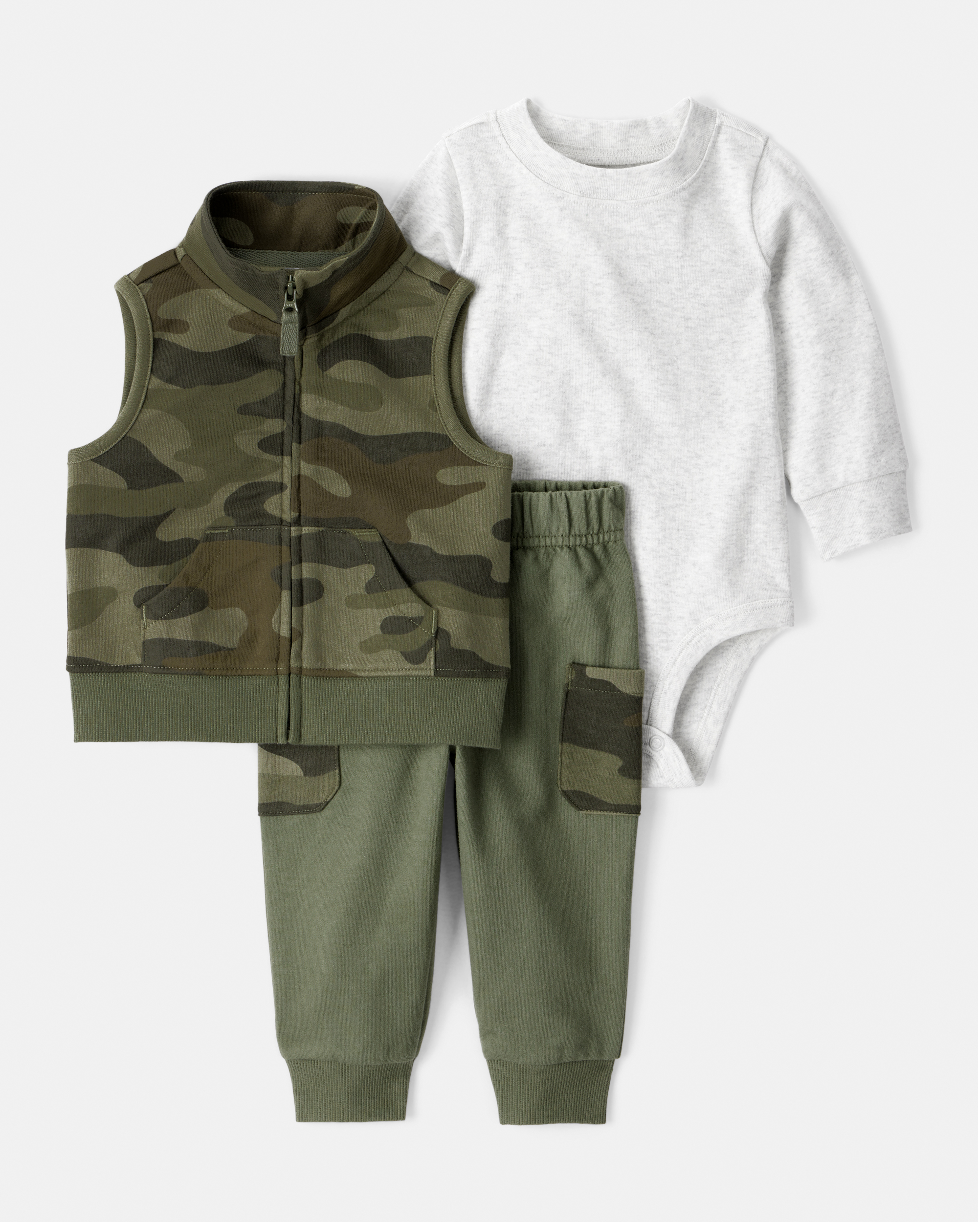 Baby Boy 3-Piece French Terry Tee & Pant Set - Green