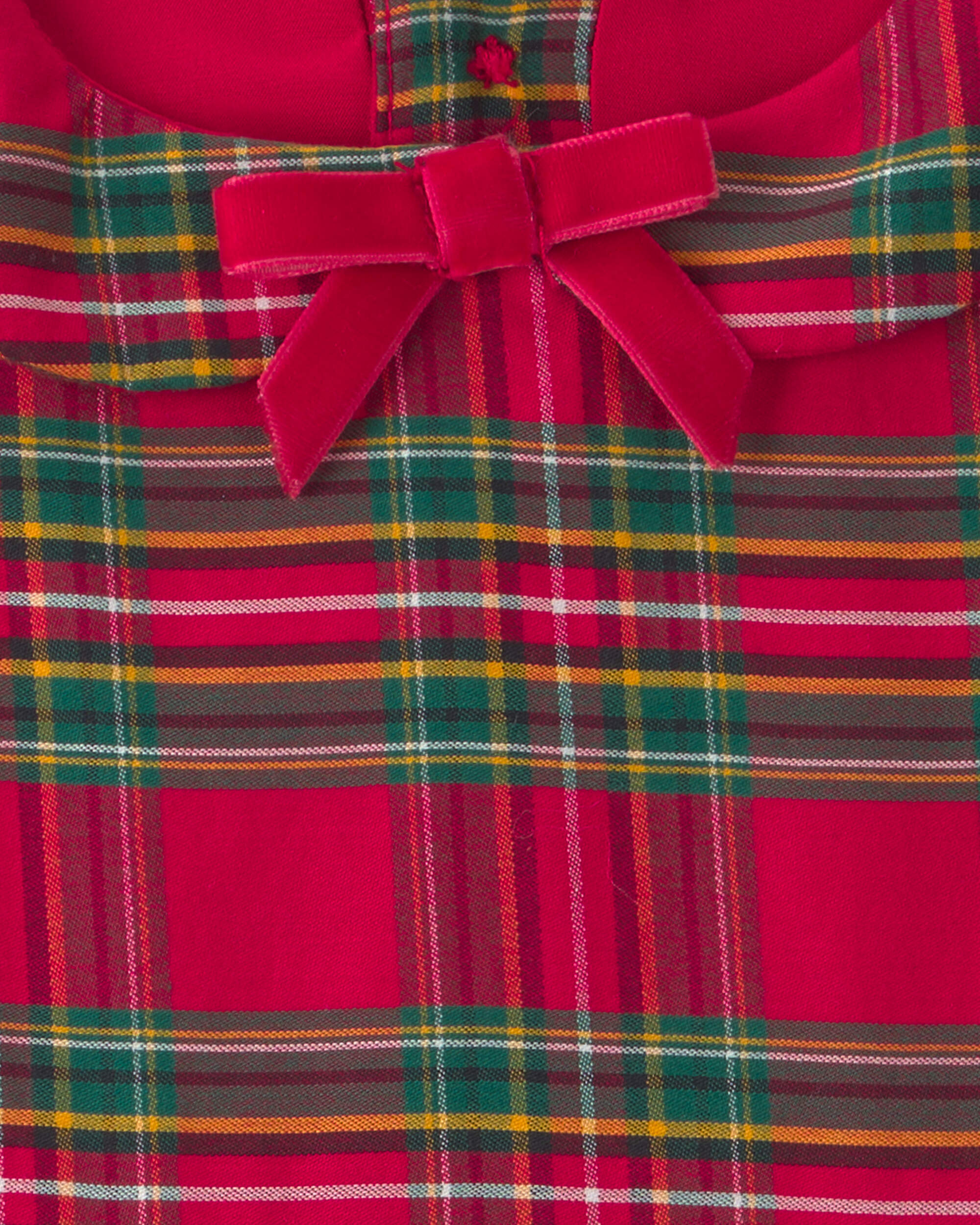 Baby Girl Holiday Plaid Short-Sleeve Dress - Red