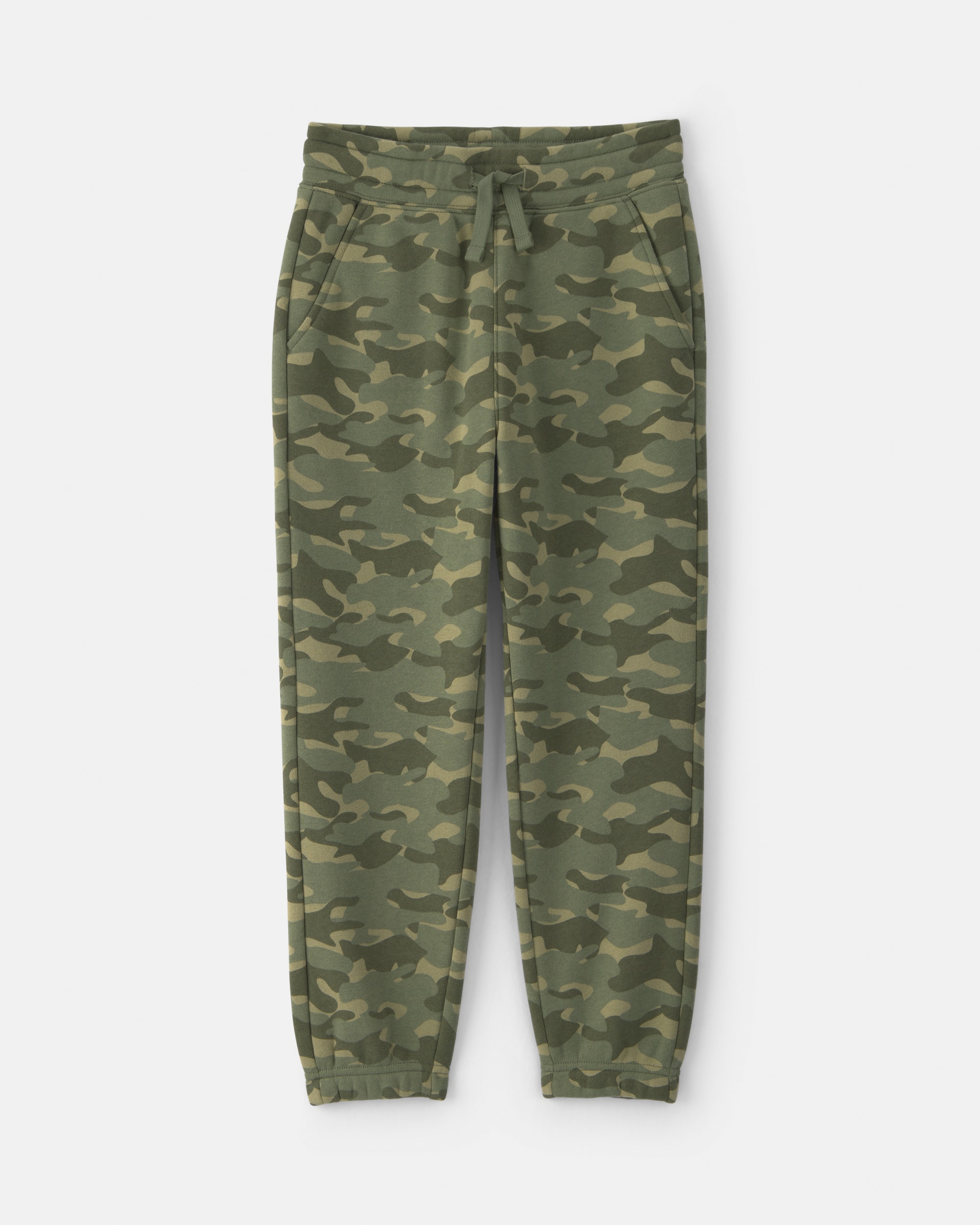 Boys Camo Fleece Joggers - Olive Green