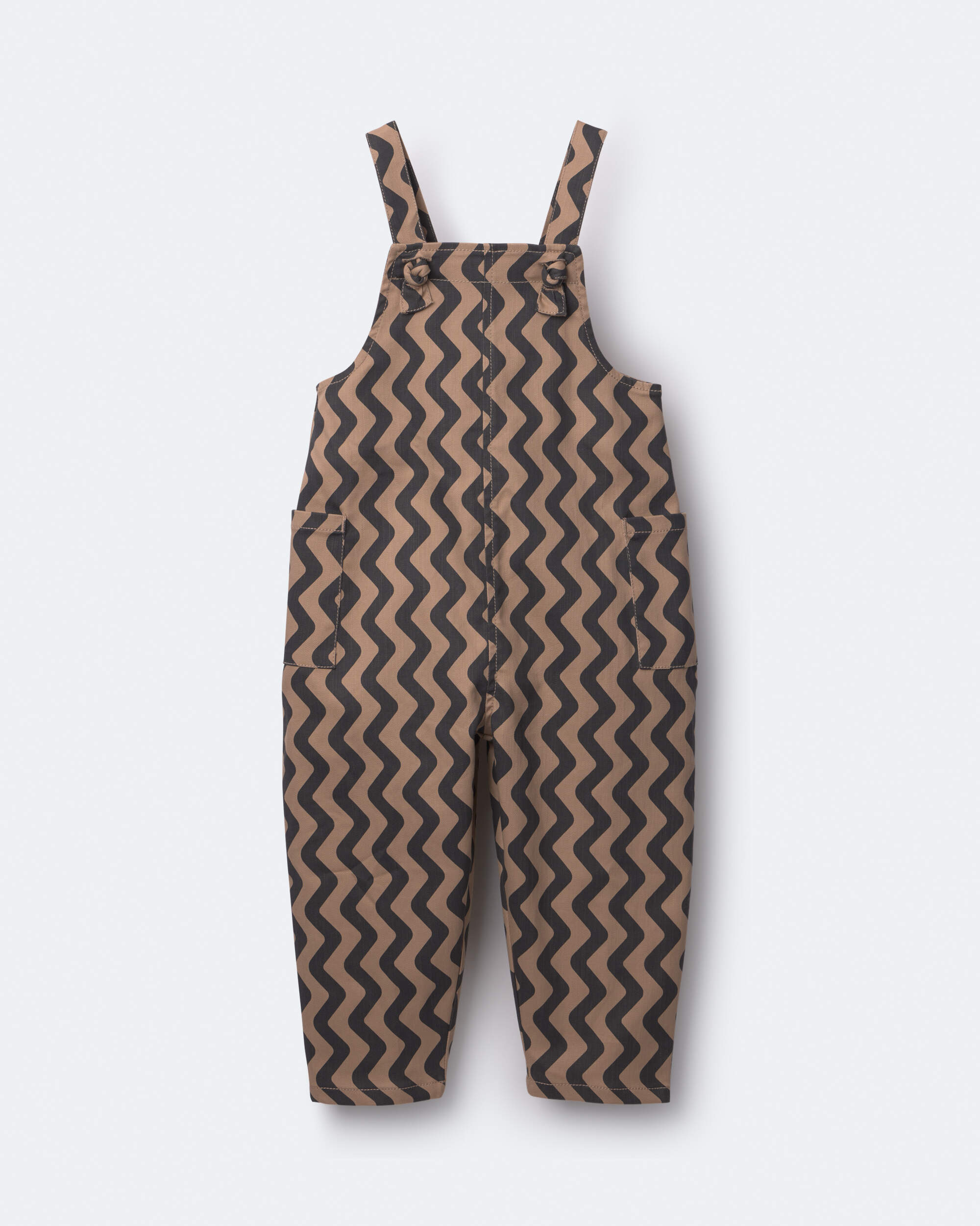 Toddler Chevron Knot-Tie Overalls - Tan
