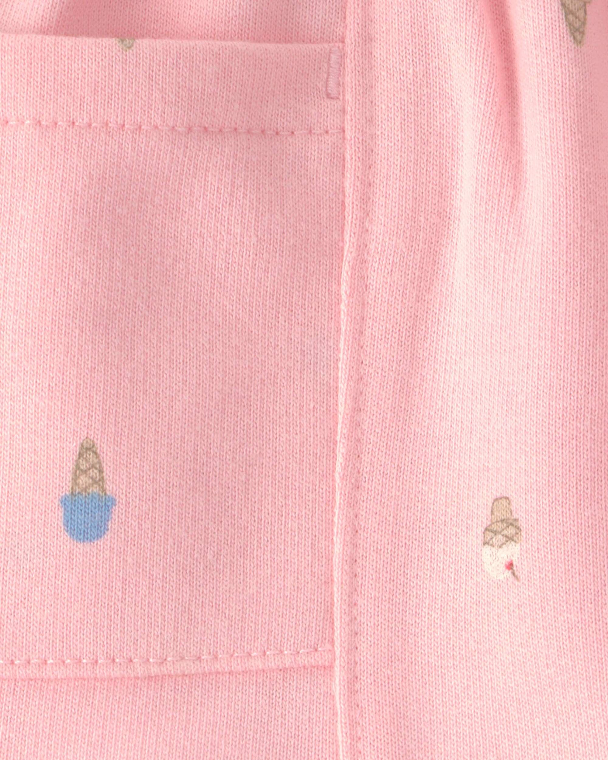 Baby Girl Ice Cream French Terry Shorts - Pink