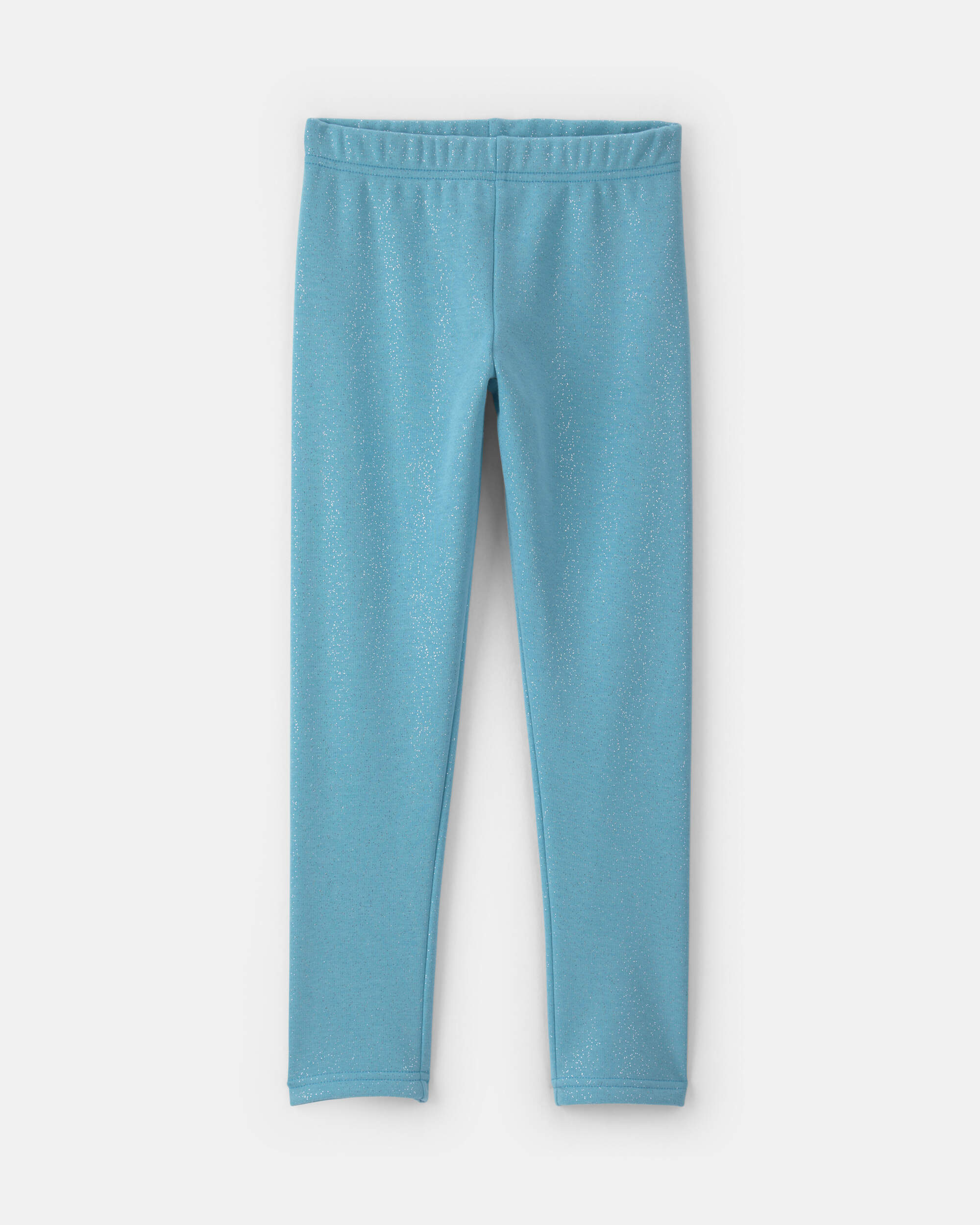 Girls Glitter Fleece Pull-On Stretch Leggings - Blue