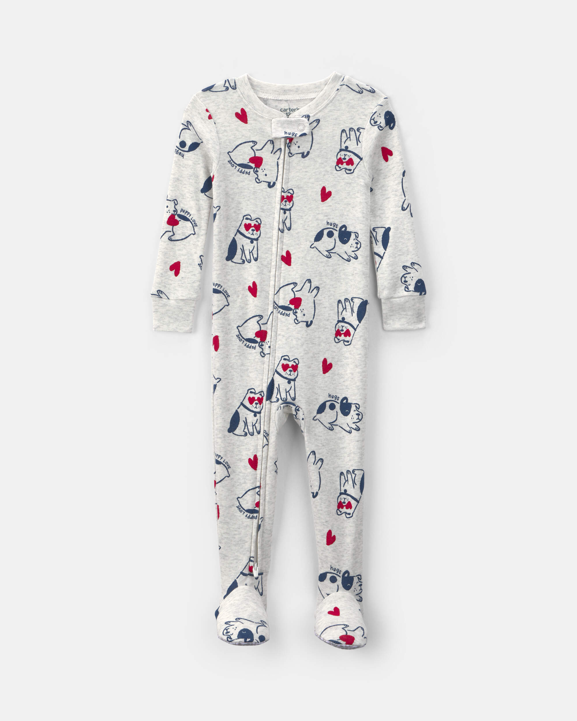 Baby Puppy Love Valentine's Day Snug Fit 1-Piece Pyjama - Cream