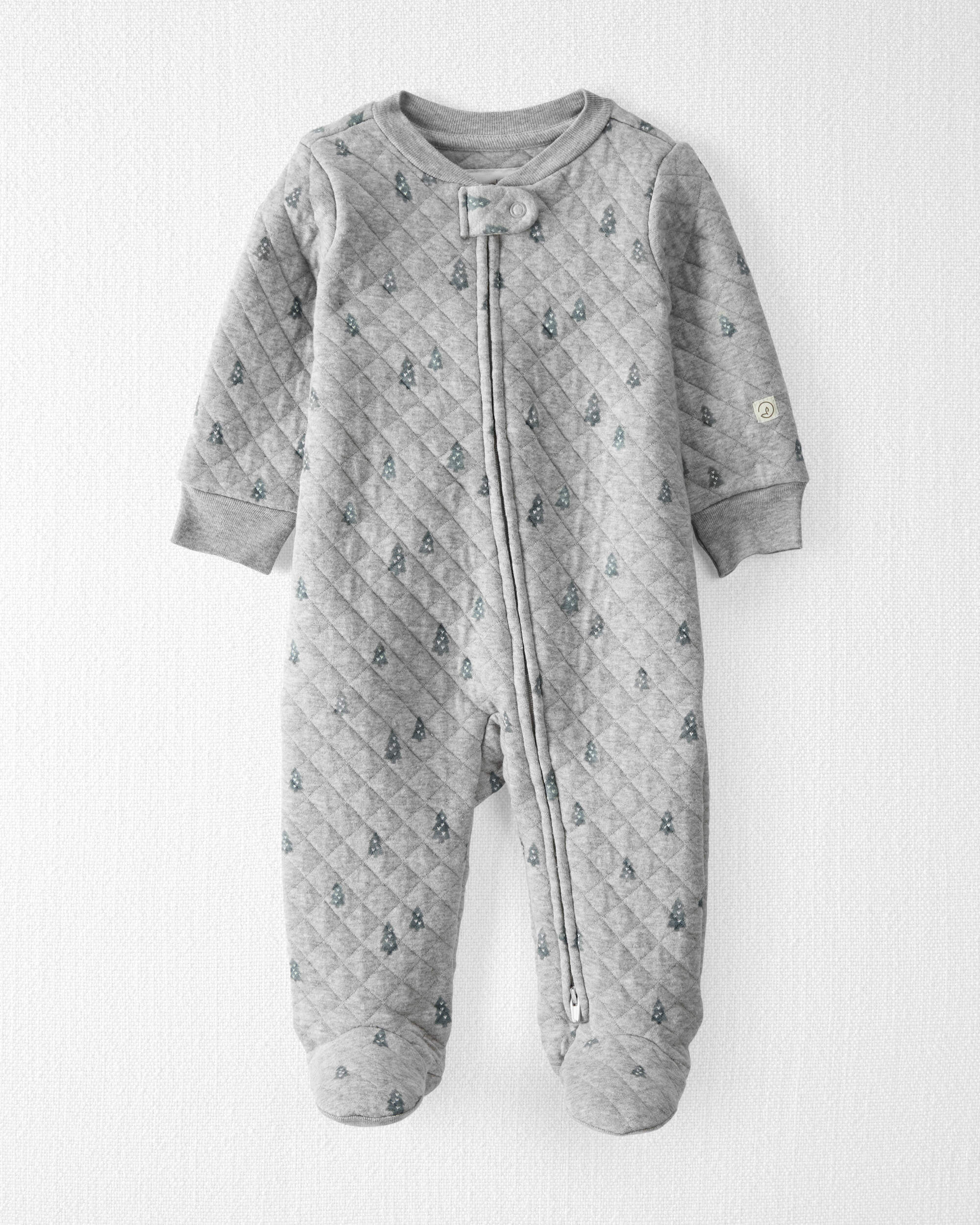 Baby Organic Cotton Quilted Holiday Tree Print Sleep & Play Pyjamas