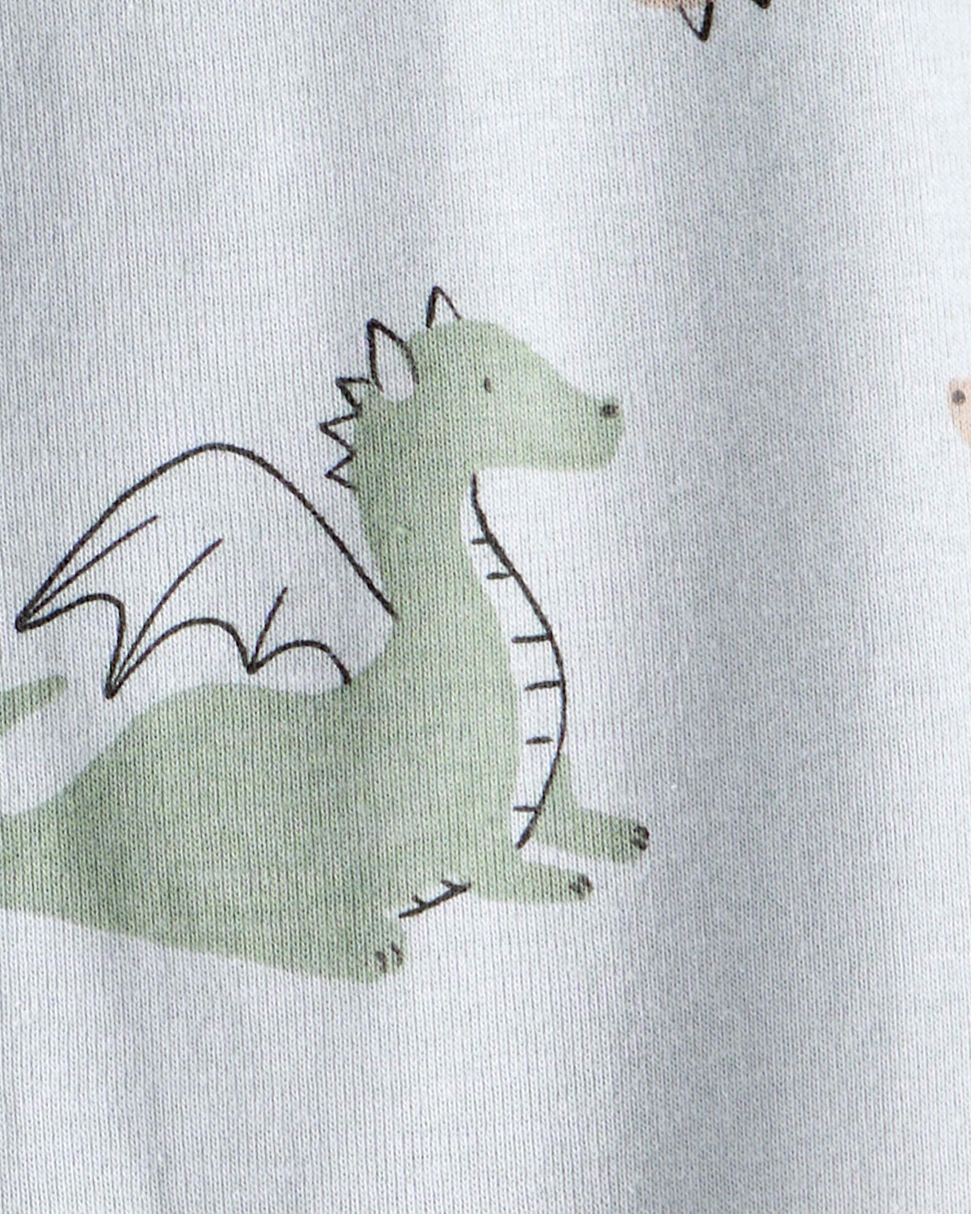 Toddler Boy Dragon 100% Cotton Long-Sleeve 2-Way Zip 1-Piece Pyjamas - Blue