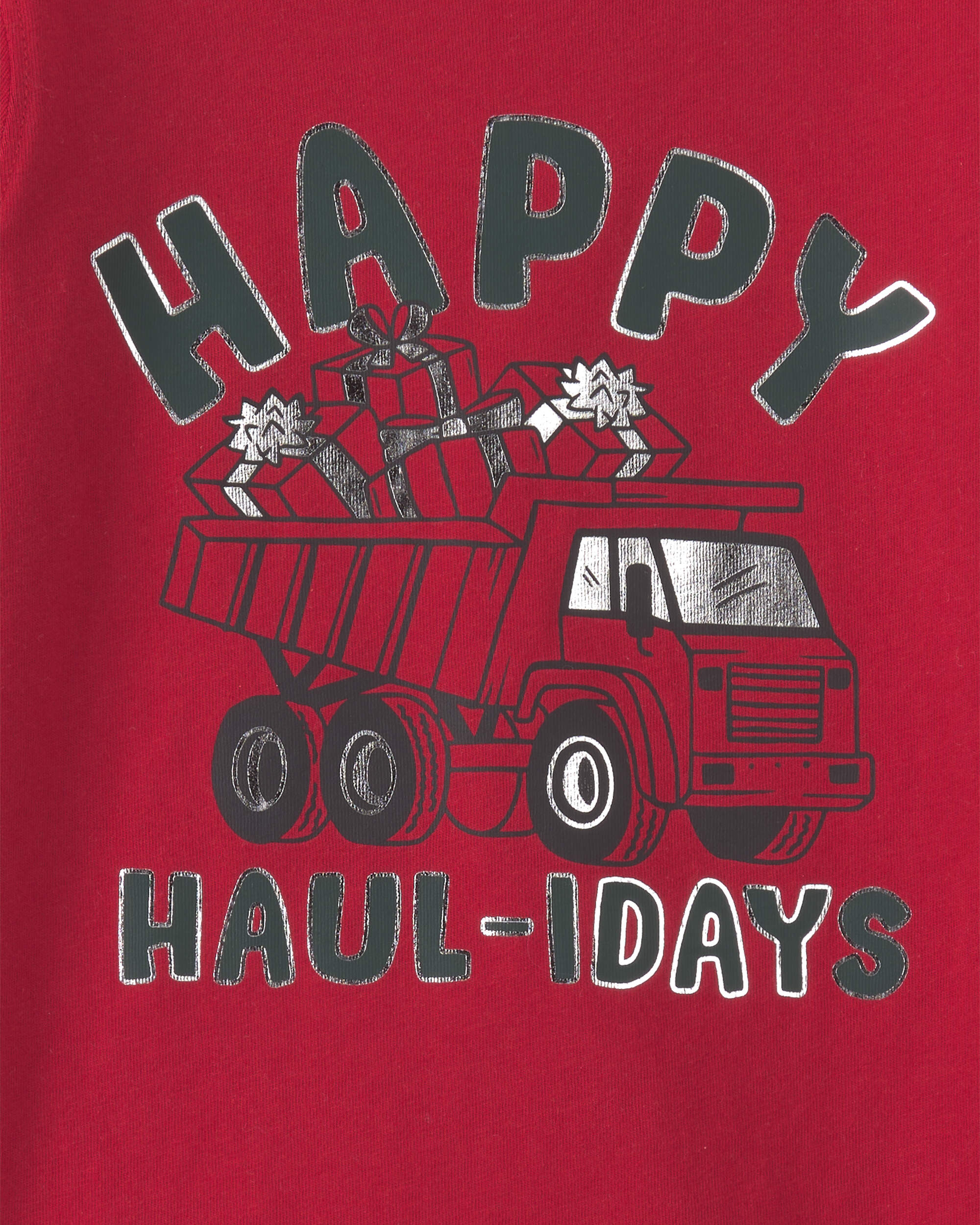 Toddler 'Happy Haul-idays' Christmas Long-Sleeve Graphic Tee - Red
