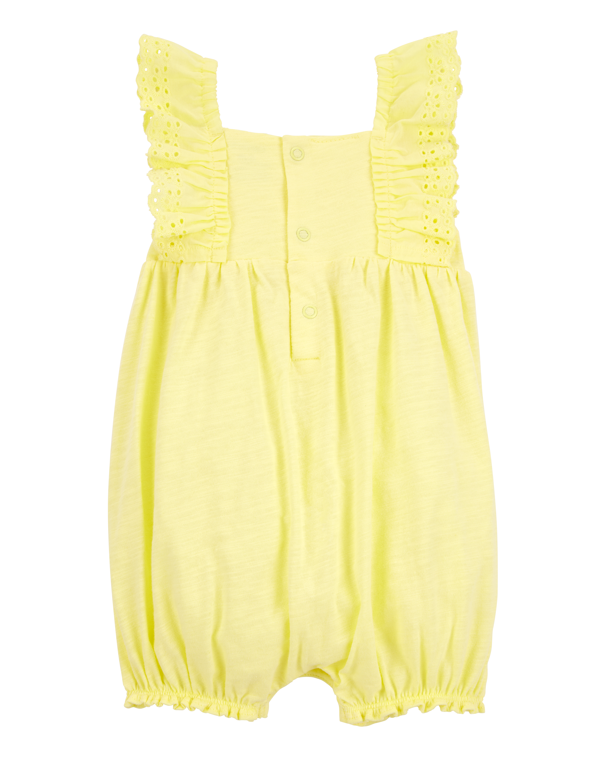 Baby Girl Eyelet Flutter-Sleeve Romper -Yellow