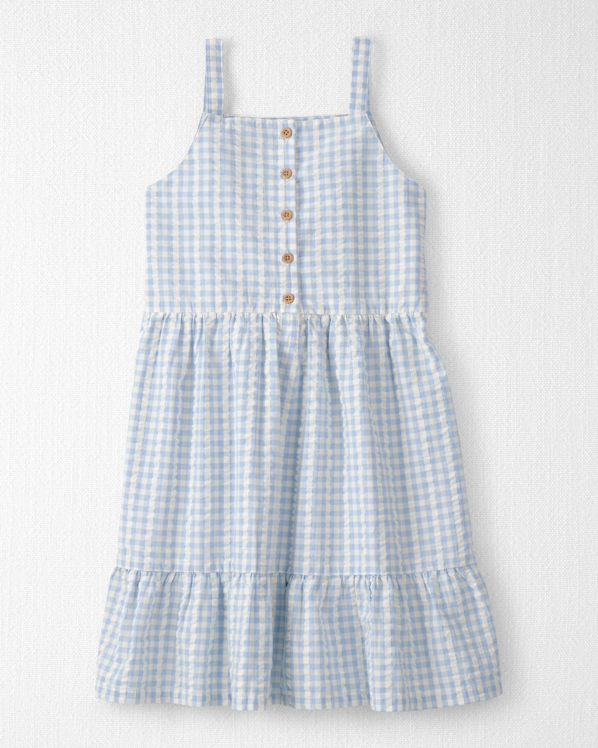 Girls Seersucker Dress Made with Organic Cotton