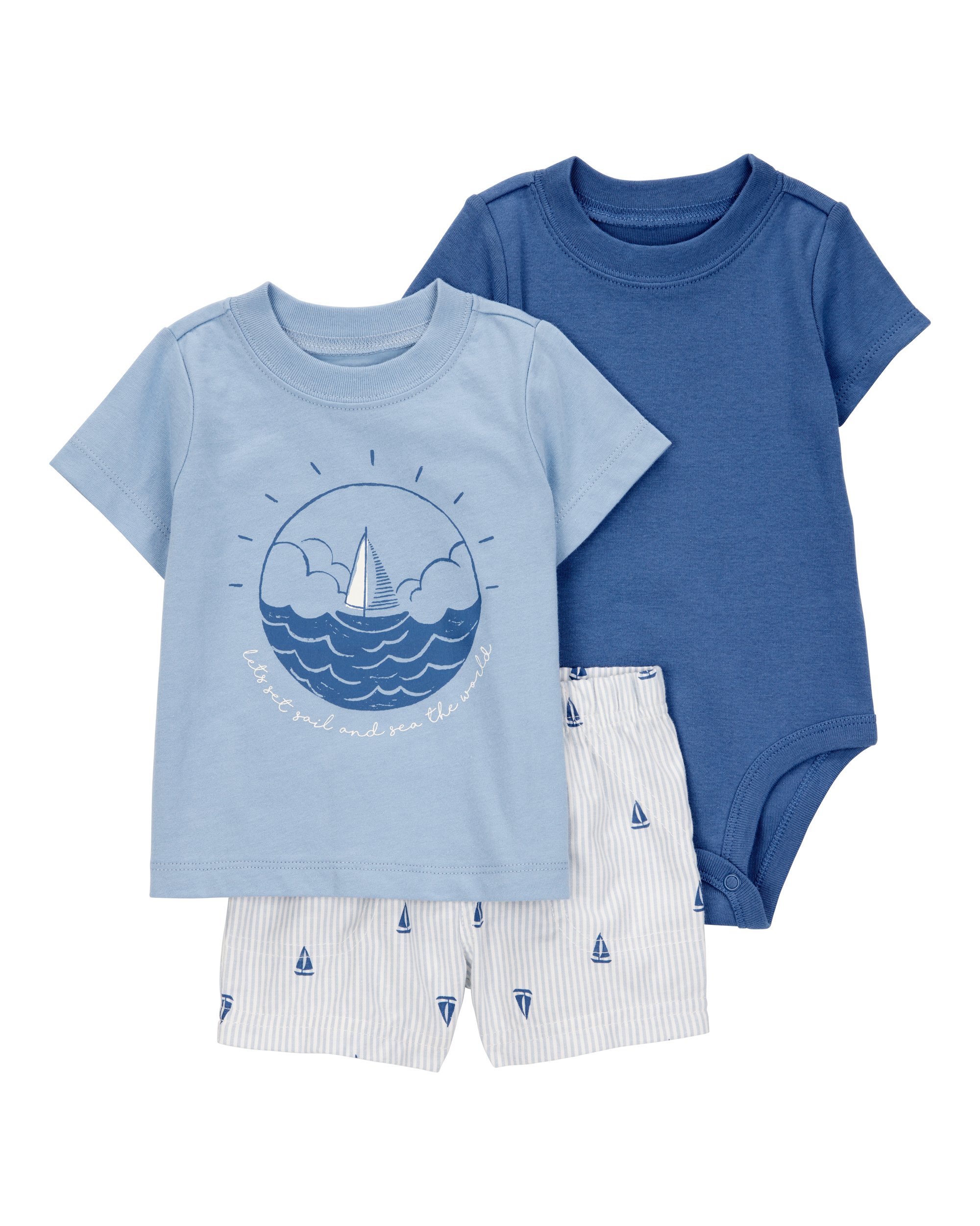 Baby 3-Piece Sailboat Outfit Set - Blue