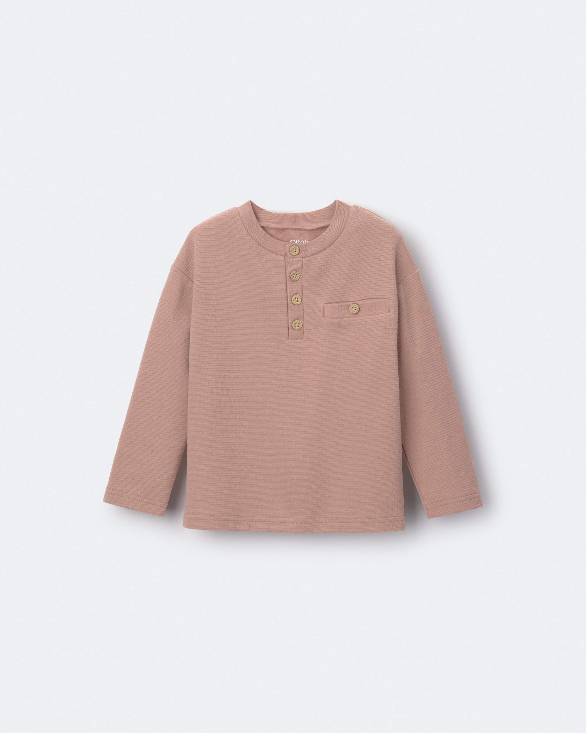 Toddler Boy Long Sleeve Henley - Mocha Brown