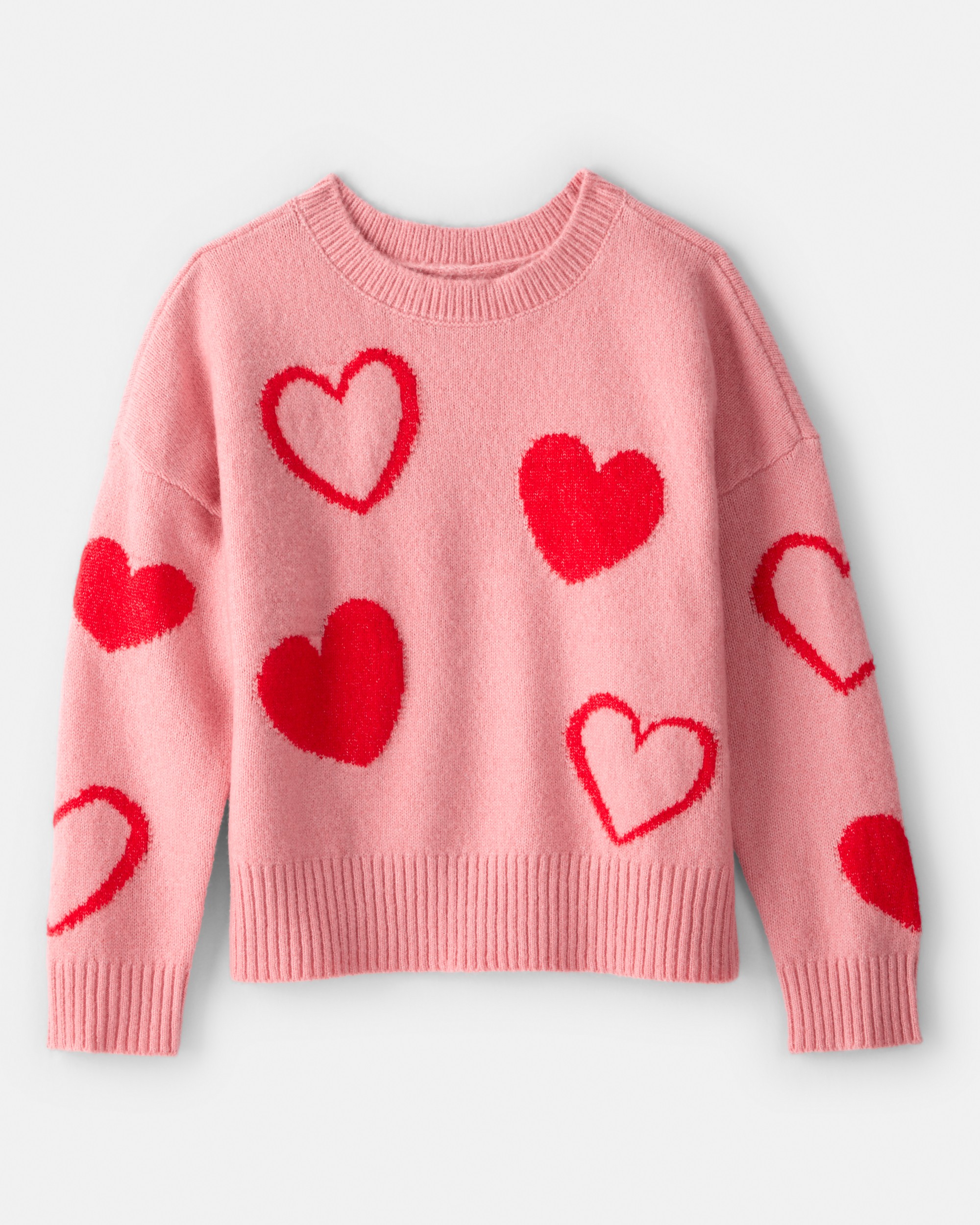 Girls Heart Long-Sleeve Sweater - Pink