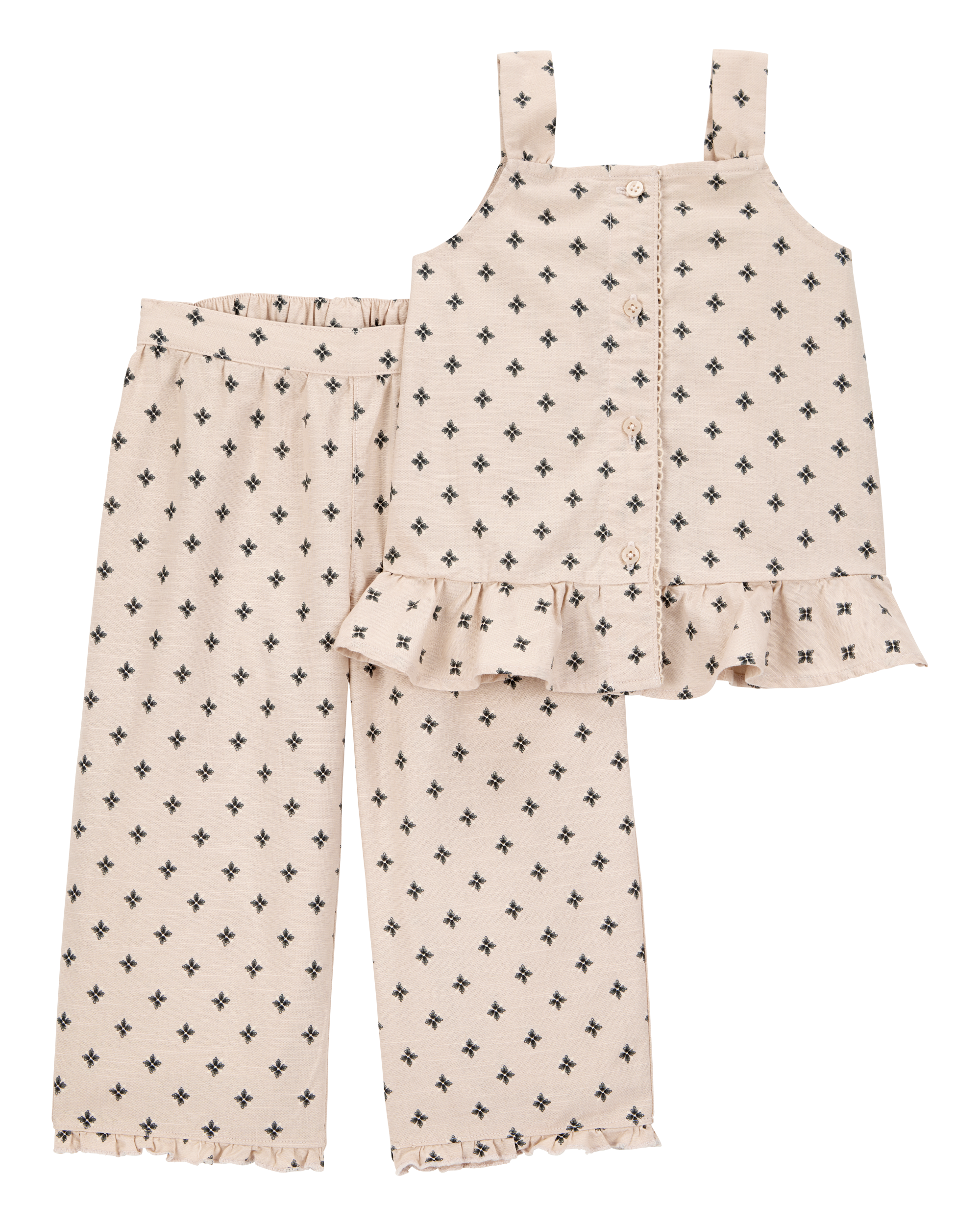 Toddler 2-Piece Geo Print Button-Down Tank & Pull-On Pant Set