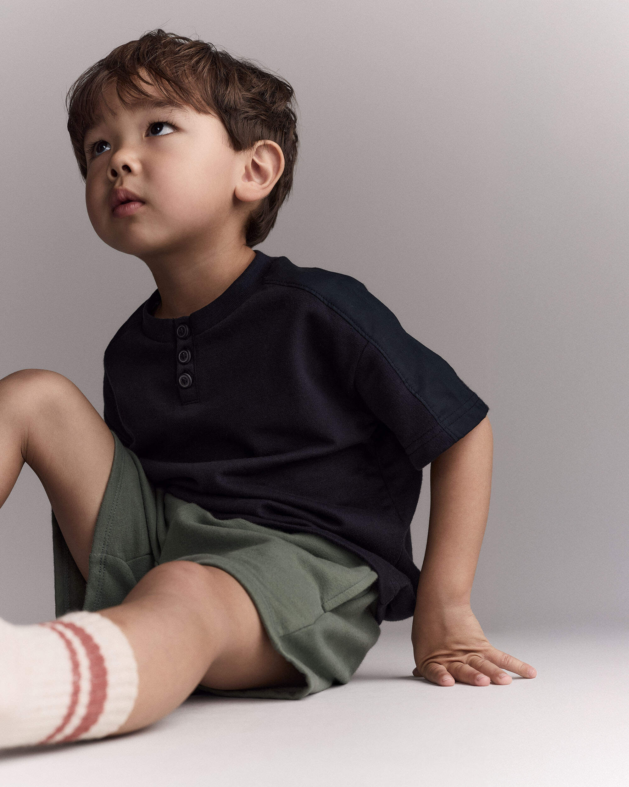 Toddler Boy Henley Tee - Black