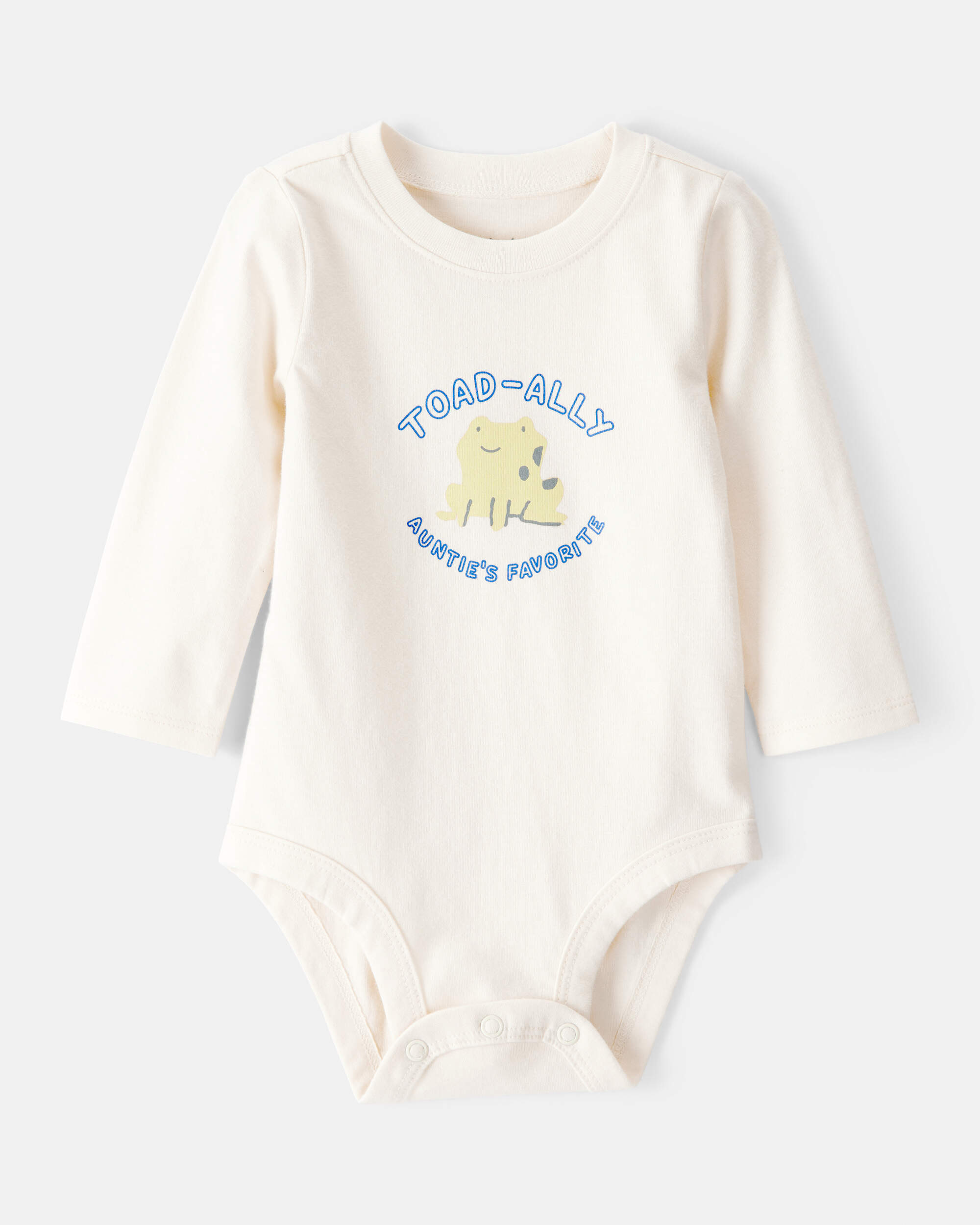 Baby Boy Aunts Favourite Cotton Long-Sleeve Graphic Bodysuit - White