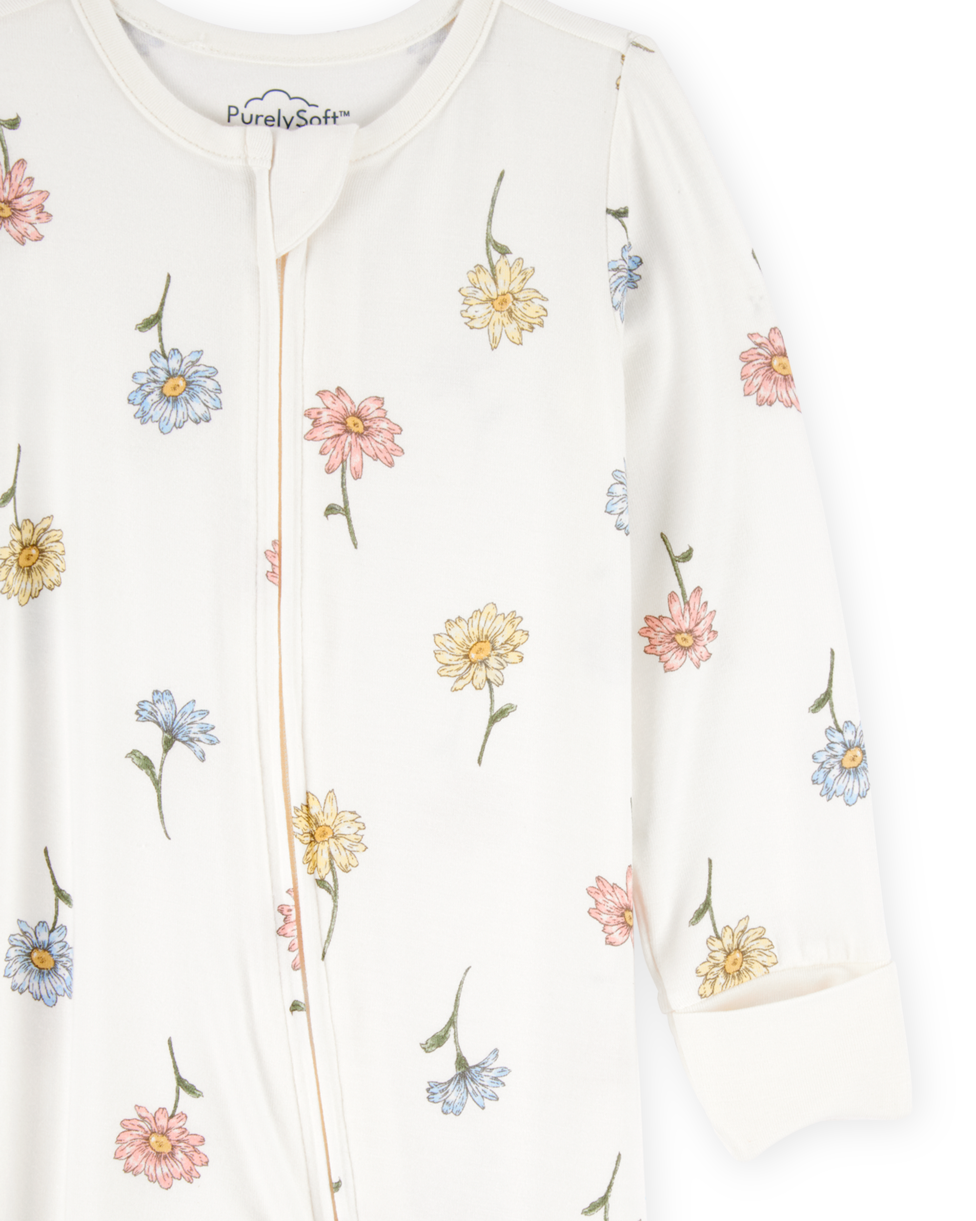 Baby Girl Floral Print 2-Way Zip PurelySoft Sleeper Pyjamas - Ivory